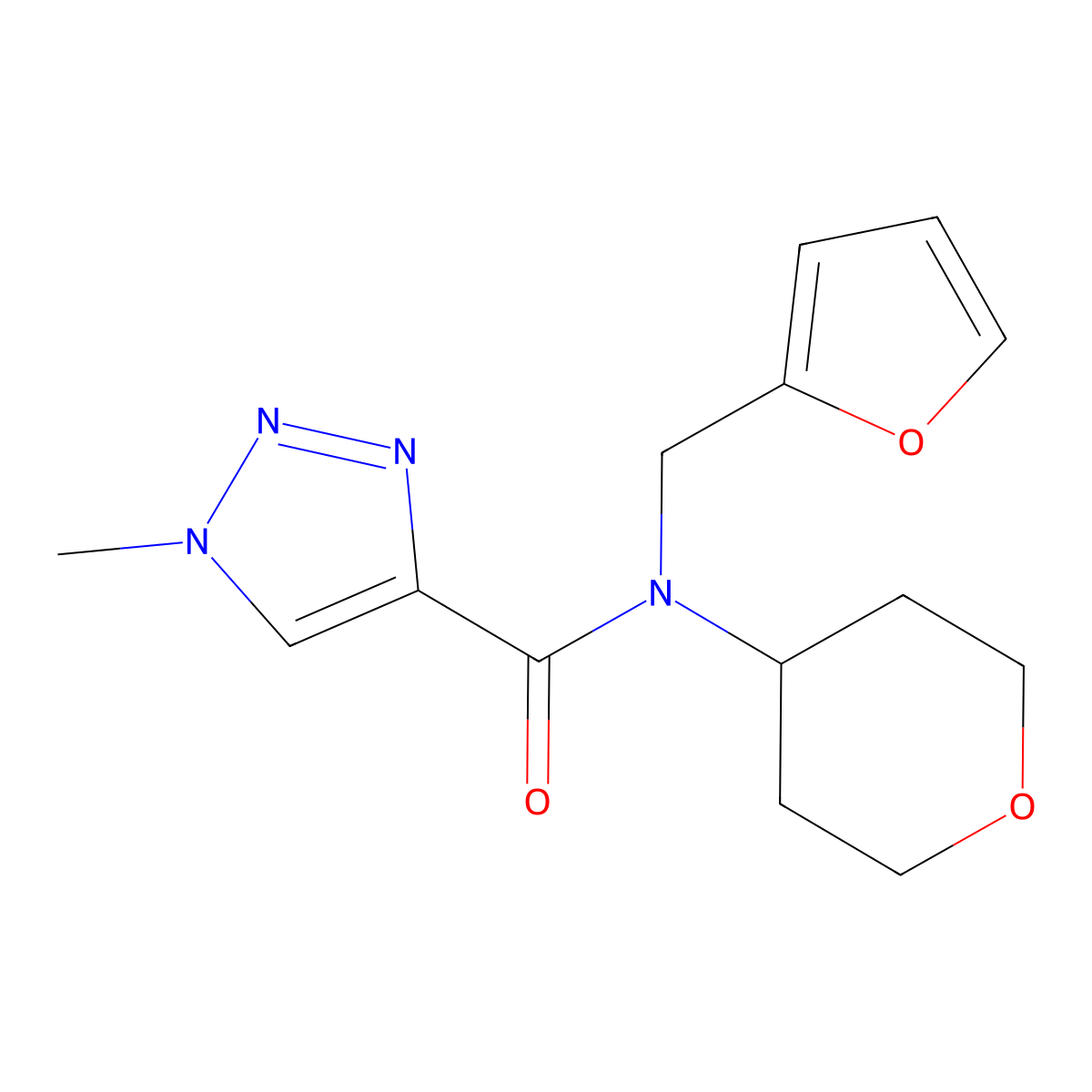N-(furan-2-ylmethyl)-1-methyl-N-(tetrahydro-2H-pyran-4-yl)-1H-1,2,3-triazole-4-carboxamide molecular structure, CAS 1788675-35-3