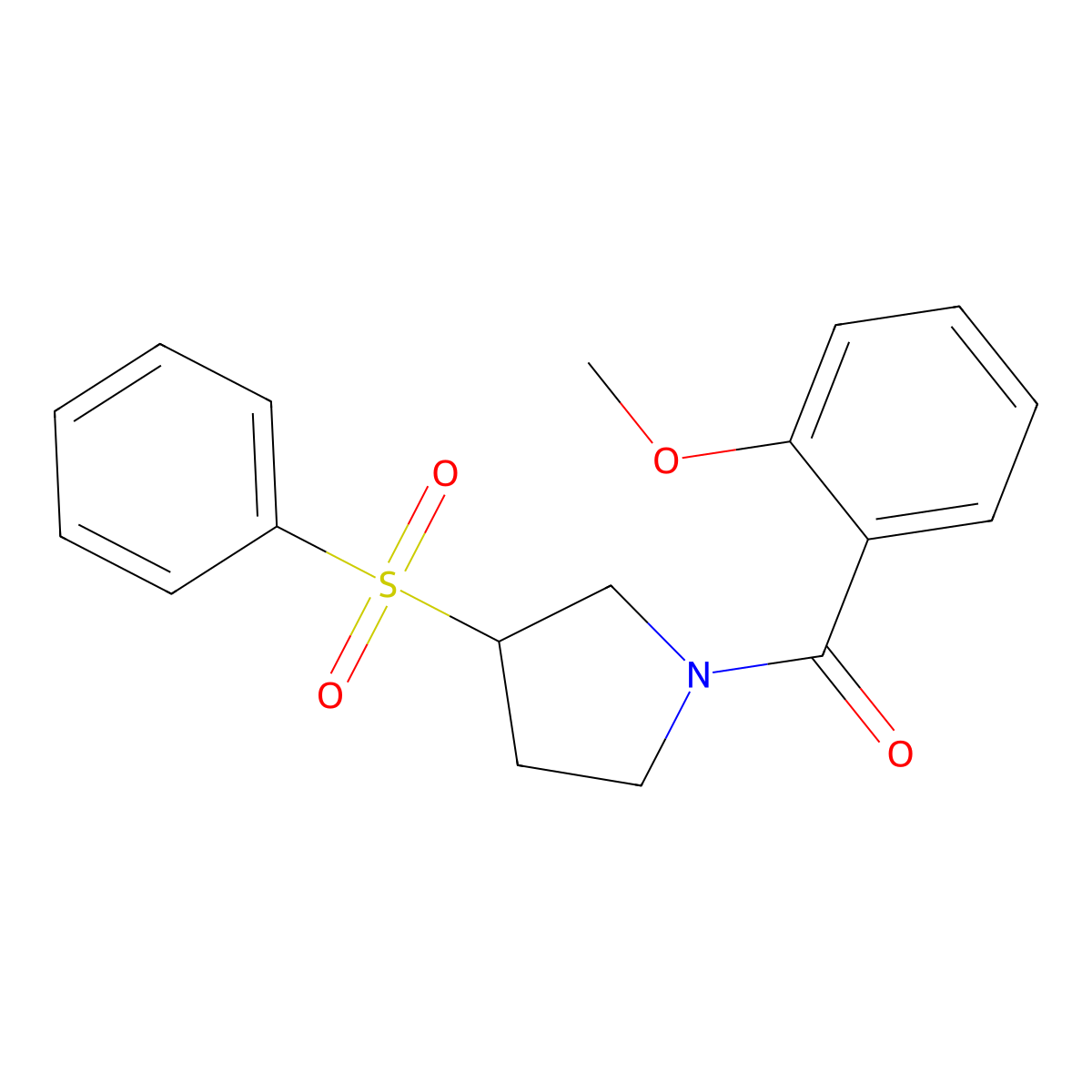 (2-Methoxyphenyl)(3-(phenylsulfonyl)pyrrolidin-1-yl)methanone molecular structure, CAS 1788675-70-6