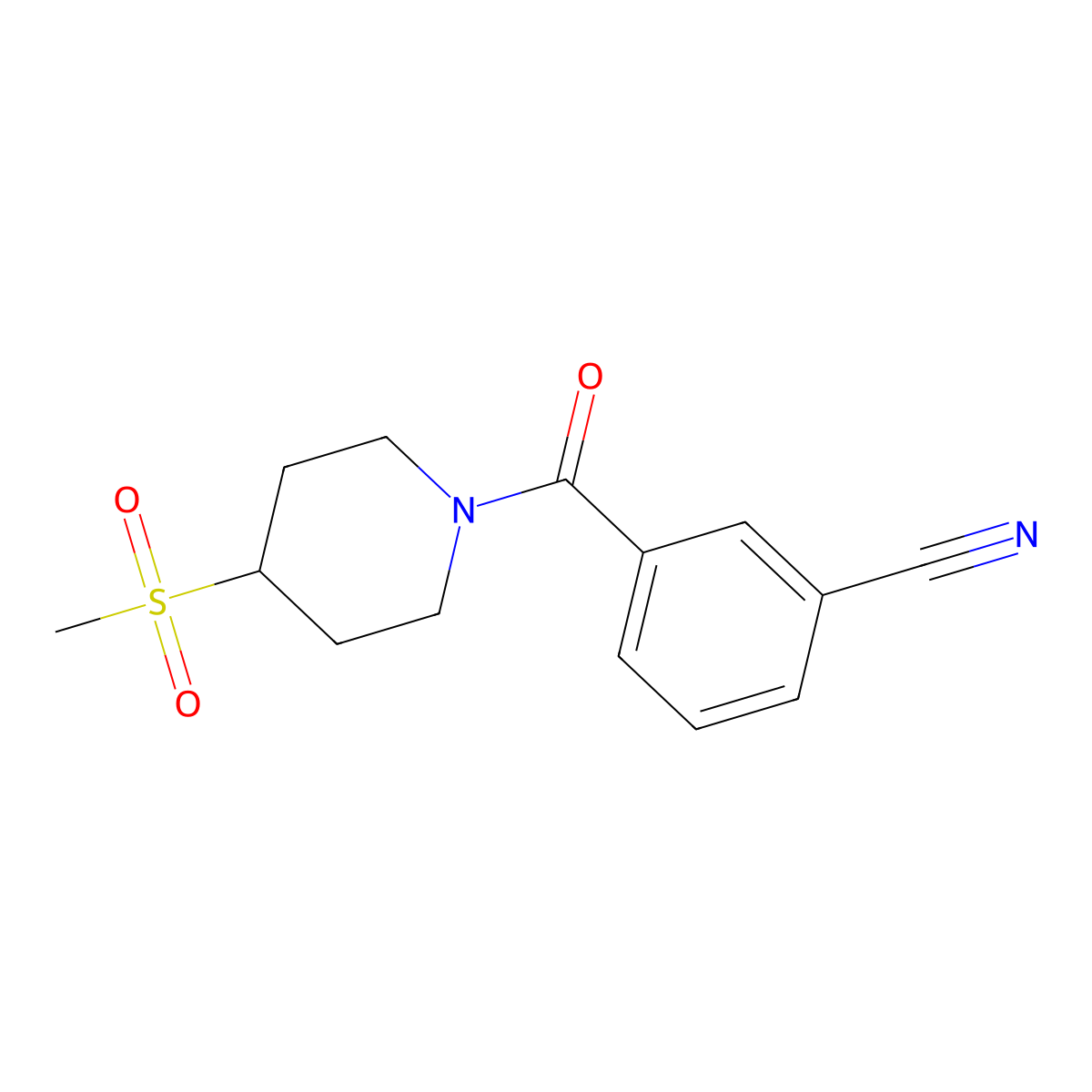 3-(4-(Methylsulfonyl)piperidine-1-carbonyl)benzonitrile molecular structure, CAS 1788675-74-0