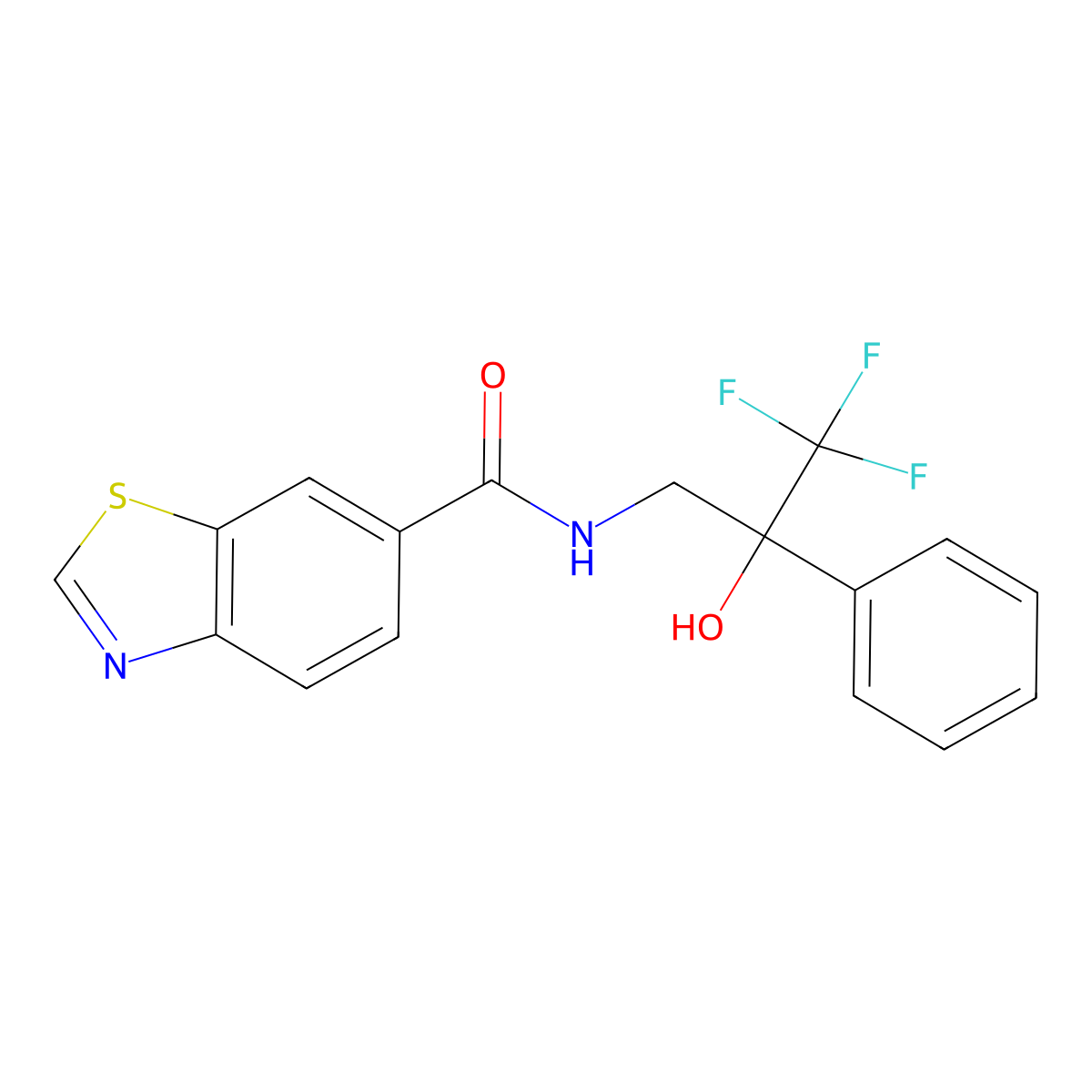 N-(3,3,3-trifluoro-2-hydroxy-2-phenylpropyl)benzo[d]thiazole-6-carboxamide molecular structure, CAS 1788675-85-3