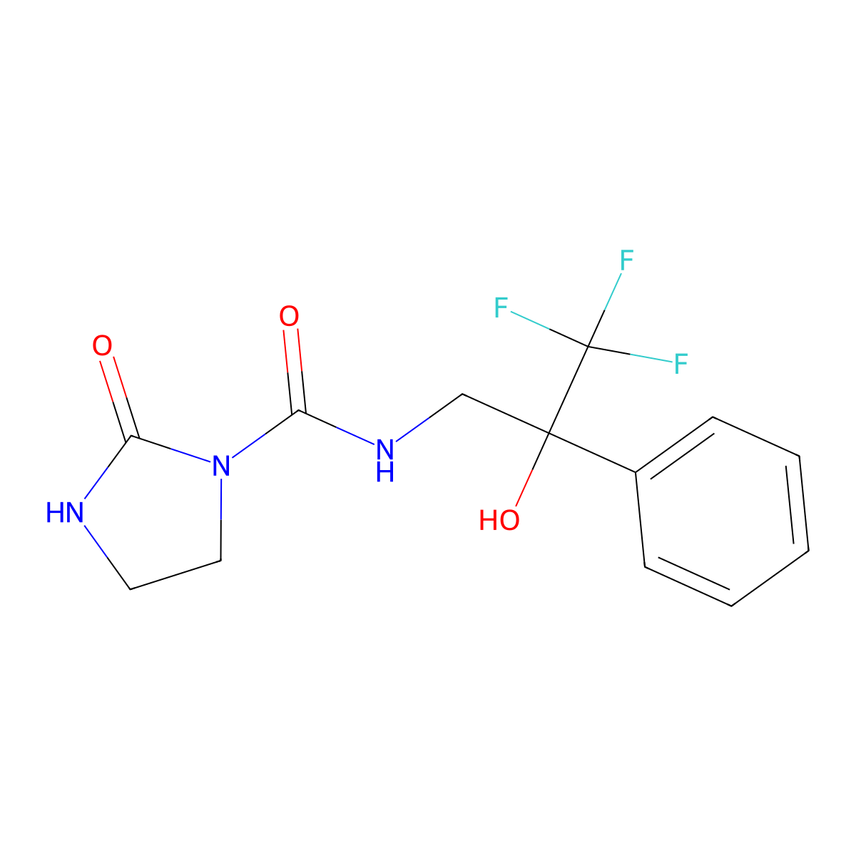 2-oxo-N-(3,3,3-trifluoro-2-hydroxy-2-phenylpropyl)imidazolidine-1-carboxamide molecular structure, CAS 1788675-89-7