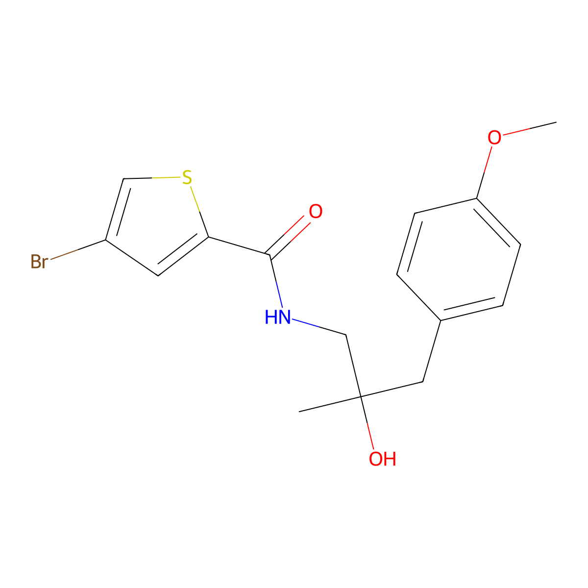 4-bromo-N-[2-hydroxy-3-(4-methoxyphenyl)-2-methylpropyl]thiophene-2-carboxamide molecular structure, CAS 1788675-94-4