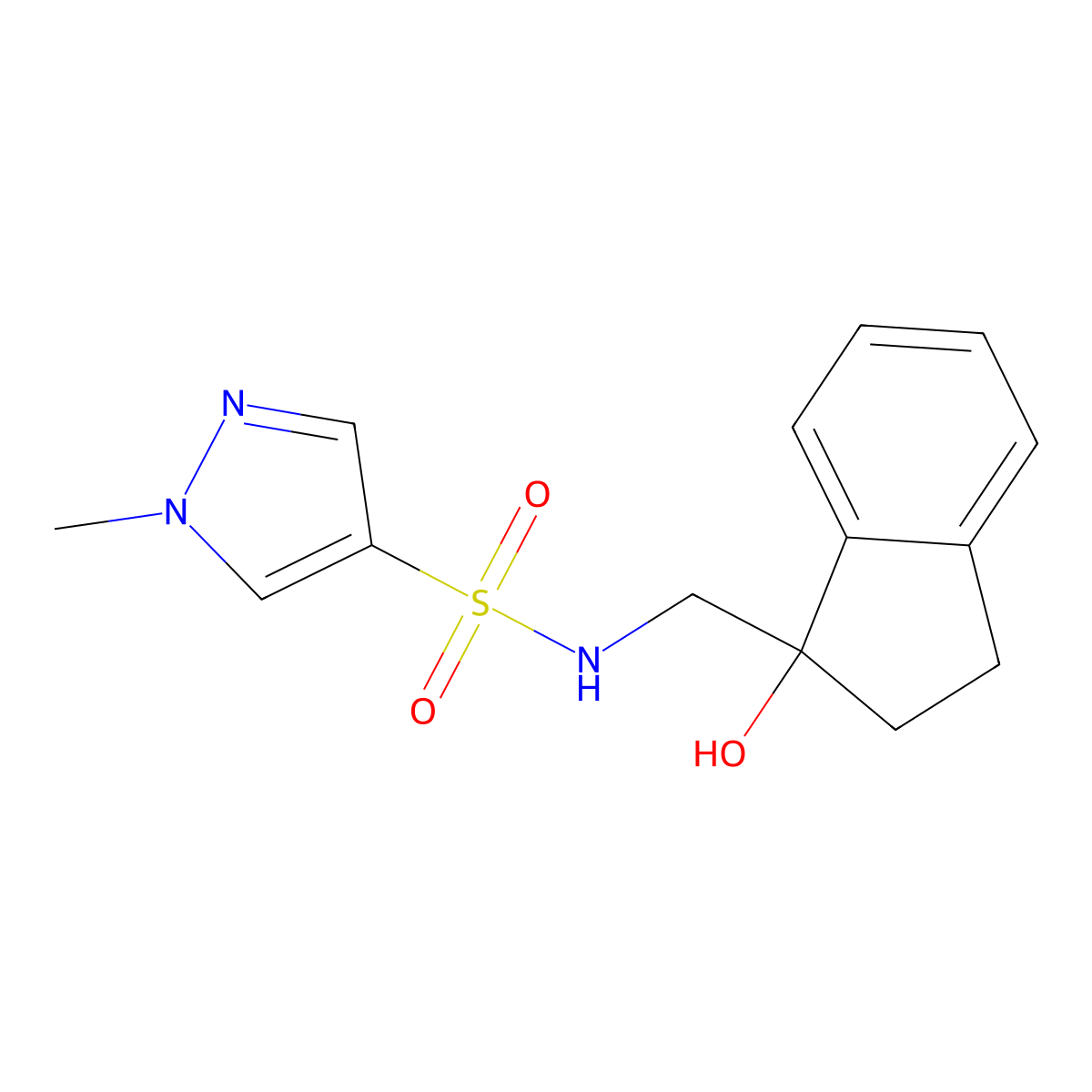 N-[(1-hydroxy-2,3-dihydro-1H-inden-1-yl)methyl]-1-methyl-1H-pyrazole-4-sulfonamide molecular structure, CAS 1788676-07-2