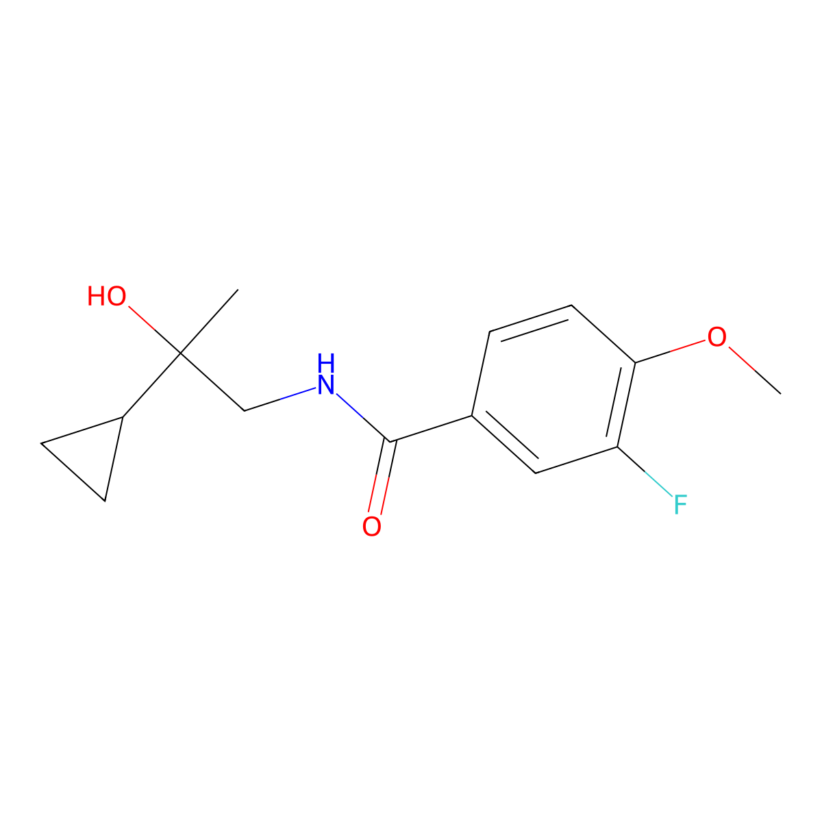 N-(2-cyclopropyl-2-hydroxypropyl)-3-fluoro-4-methoxybenzamide molecular structure, CAS 1788676-13-0