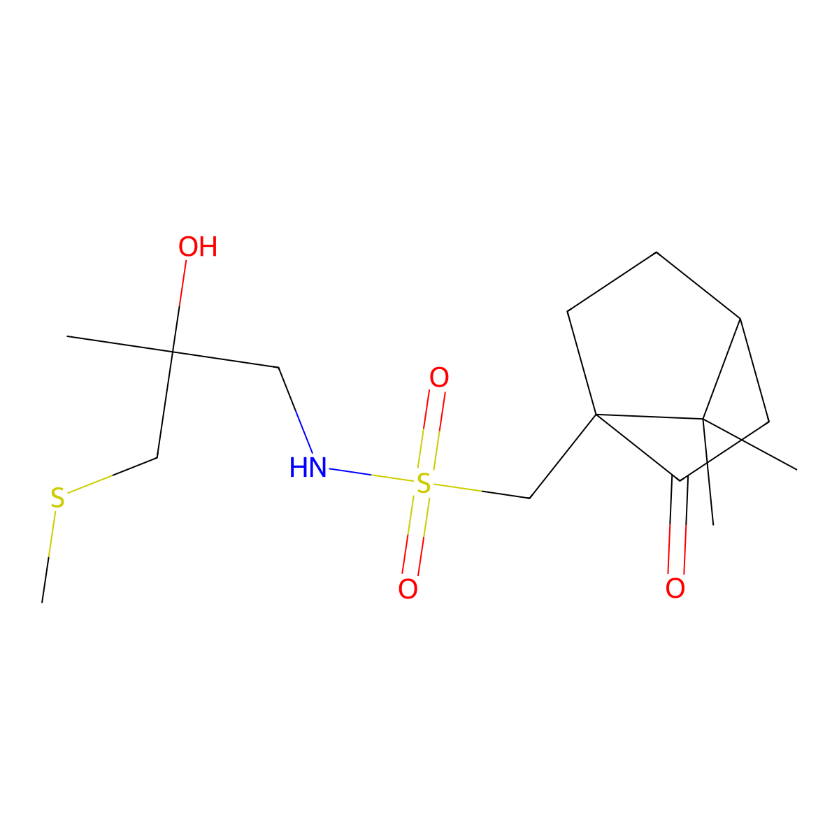 1-(7,7-dimethyl-2-oxobicyclo[2.2.1]heptan-1-yl)-N-(2-hydroxy-2-methyl-3-(methylthio)propyl)methanesulfonamide molecular structure, CAS 1788676-22-1