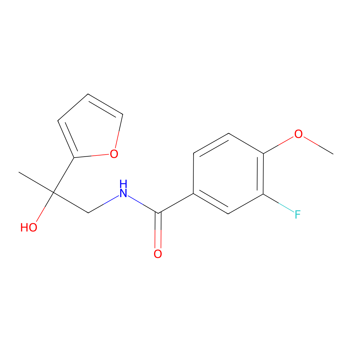 3-fluoro-N-[2-(furan-2-yl)-2-hydroxypropyl]-4-methoxybenzamide molecular structure, CAS 1788676-23-2