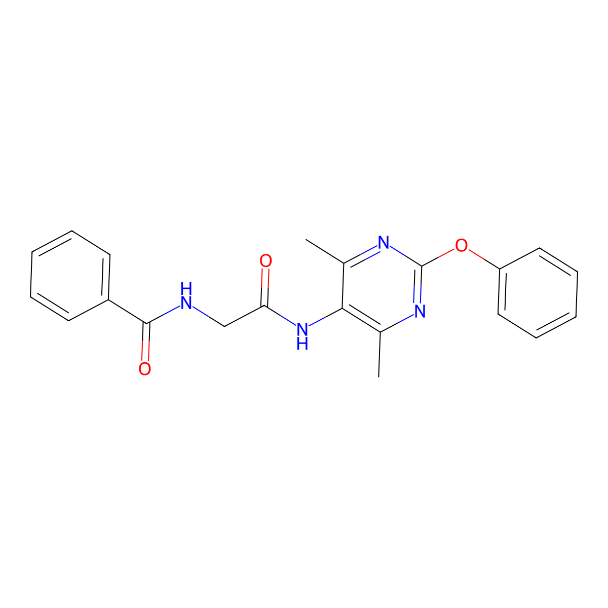 N-(2-((4,6-dimethyl-2-phenoxypyrimidin-5-yl)amino)-2-oxoethyl)benzamide molecular structure, CAS 1788676-34-5
