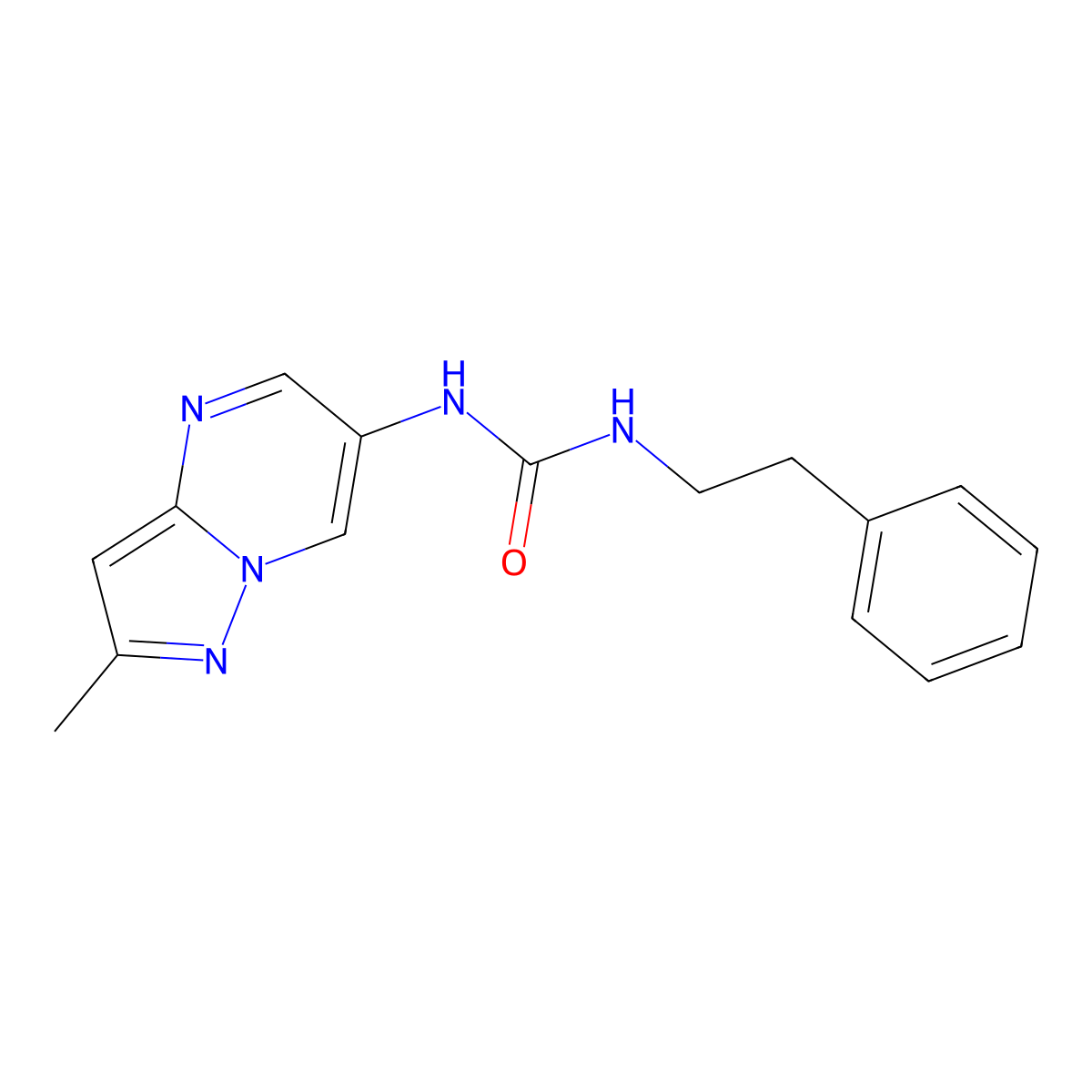 1-(2-Methylpyrazolo[1,5-a]pyrimidin-6-yl)-3-phenethylurea molecular structure, CAS 1788676-44-7