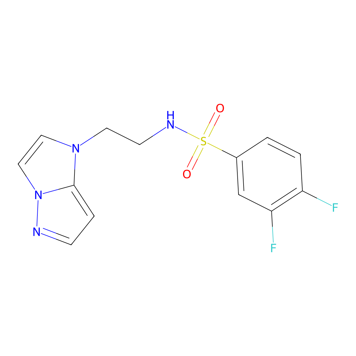 N-(2-(1H-imidazo[1,2-b]pyrazol-1-yl)ethyl)-3,4-difluorobenzenesulfonamide molecular structure, CAS 1788676-52-7