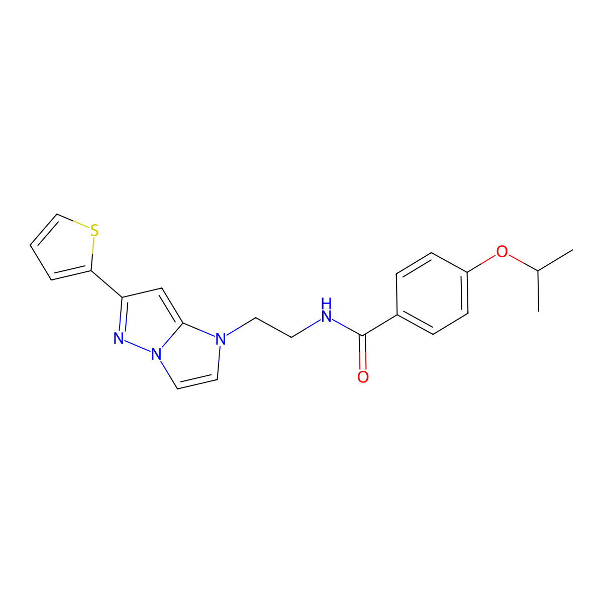 4-isopropoxy-N-(2-(6-(thiophen-2-yl)-1H-imidazo[1,2-b]pyrazol-1-yl)ethyl)benzamide molecular structure, CAS 1788676-75-4