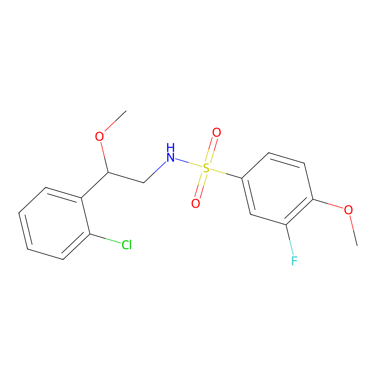 N-(2-(2-chlorophenyl)-2-methoxyethyl)-3-fluoro-4-methoxybenzenesulfonamide molecular structure, CAS 1788676-87-8