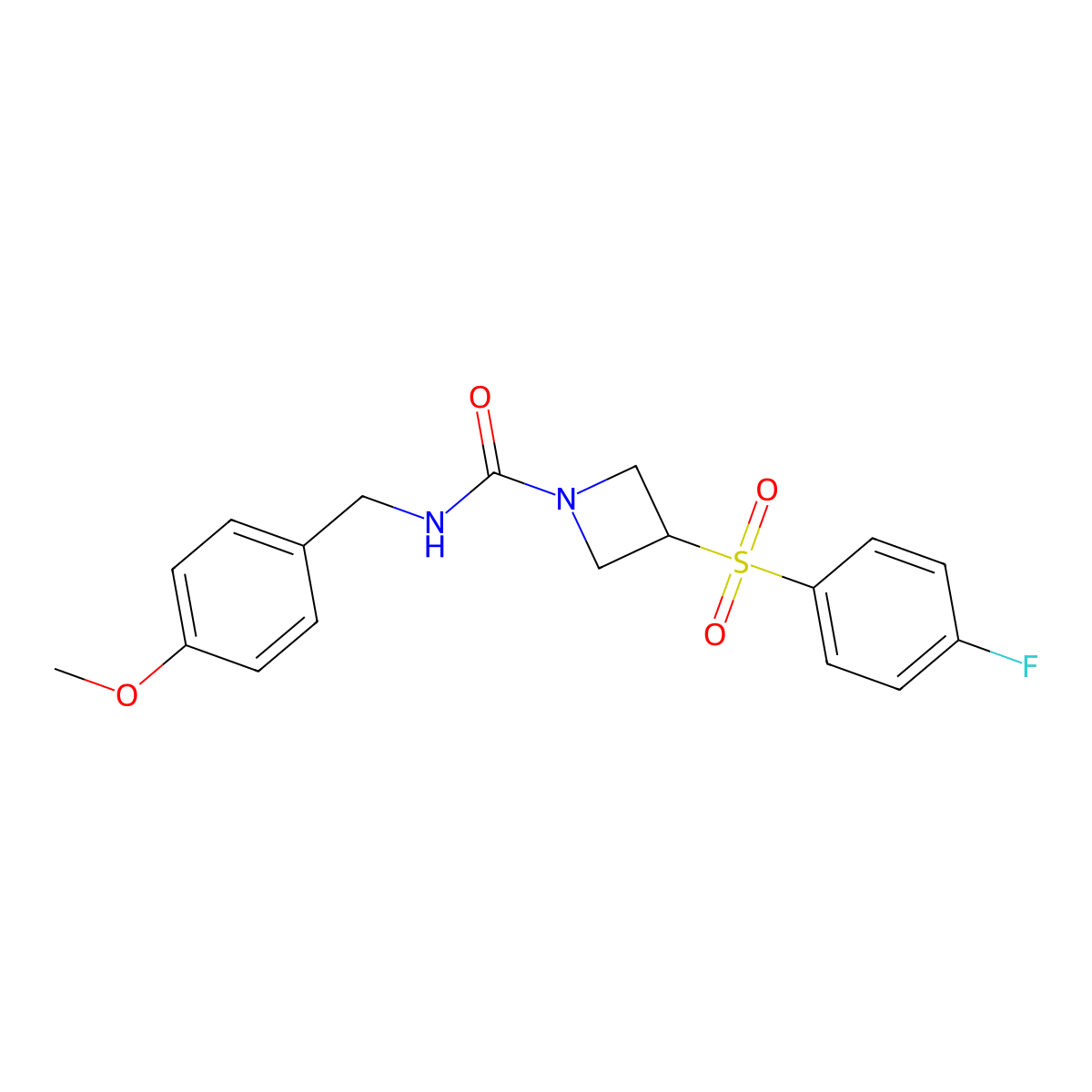 3-((4-fluorophenyl)sulfonyl)-N-(4-methoxybenzyl)azetidine-1-carboxamide molecular structure, CAS 1788676-93-6