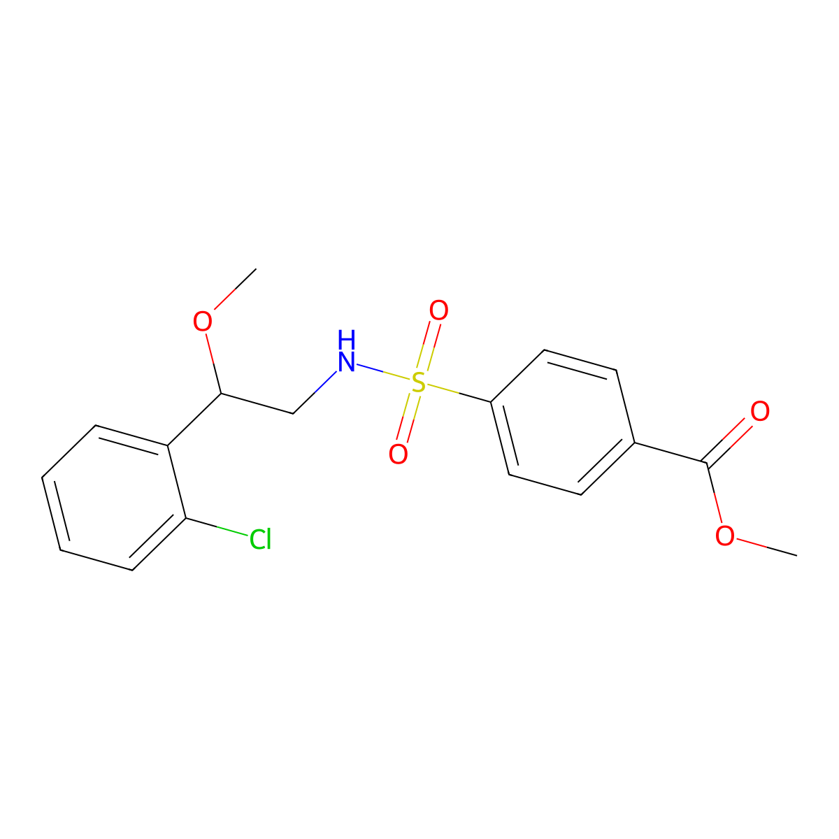 methyl 4-(N-(2-(2-chlorophenyl)-2-methoxyethyl)sulfamoyl)benzoate molecular structure, CAS 1788676-94-7