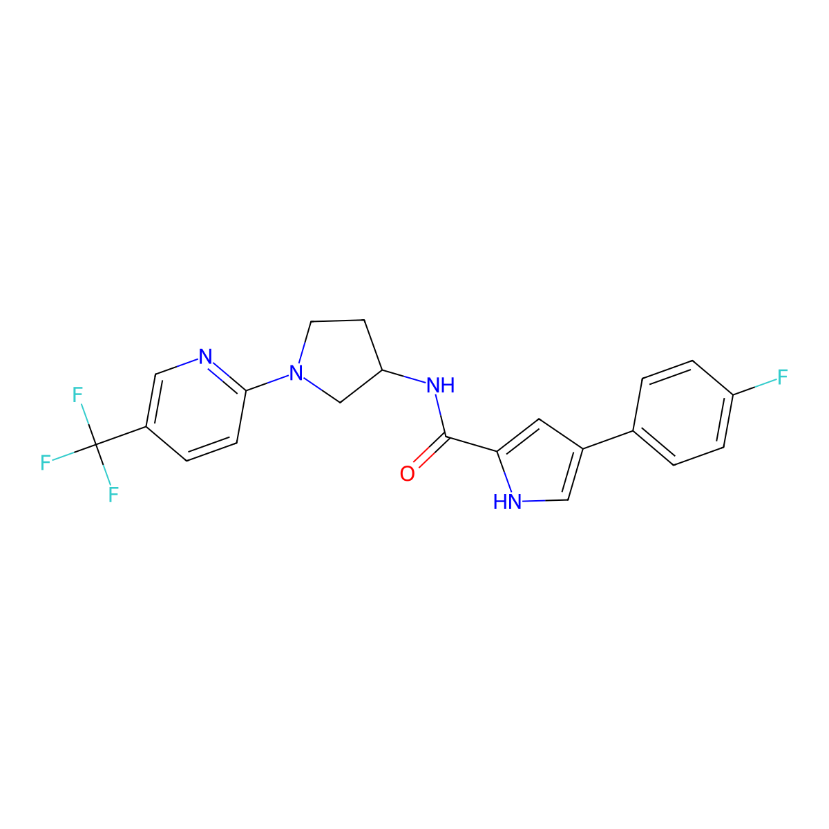 4-(4-fluorophenyl)-N-(1-(5-(trifluoromethyl)pyridin-2-yl)pyrrolidin-3-yl)-1H-pyrrole-2-carboxamide molecular structure, CAS 1788677-09-7