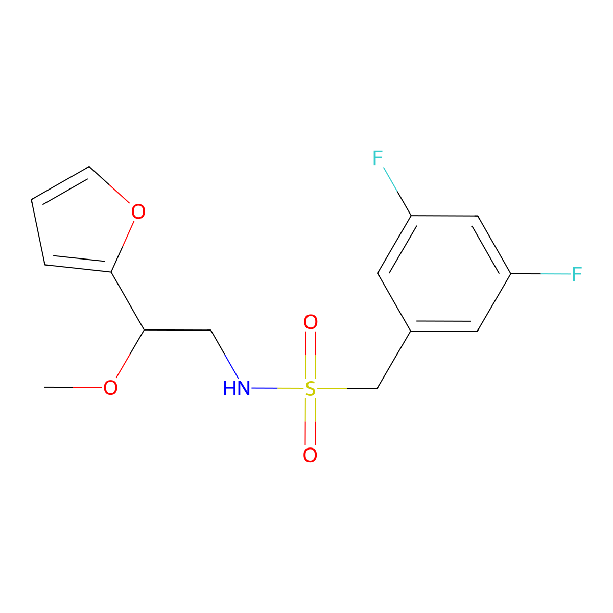 1-(3,5-difluorophenyl)-N-[2-(furan-2-yl)-2-methoxyethyl]methanesulfonamide molecular structure, CAS 1788677-20-2