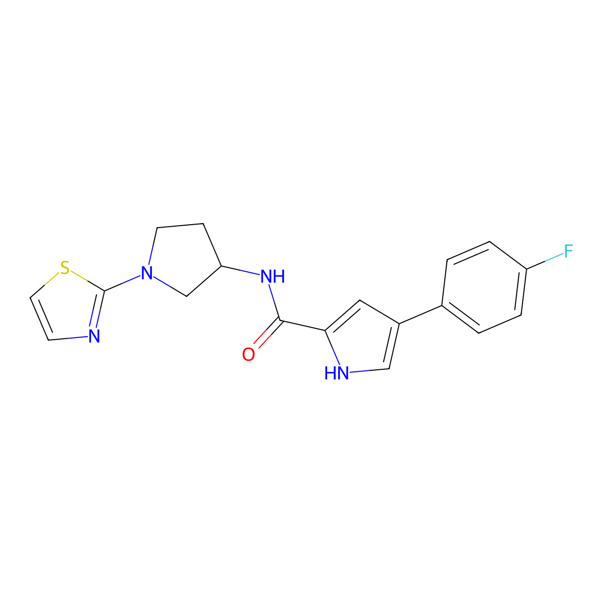 4-(4-fluorophenyl)-N-(1-(thiazol-2-yl)pyrrolidin-3-yl)-1H-pyrrole-2-carboxamide molecular structure, CAS 1788677-27-9
