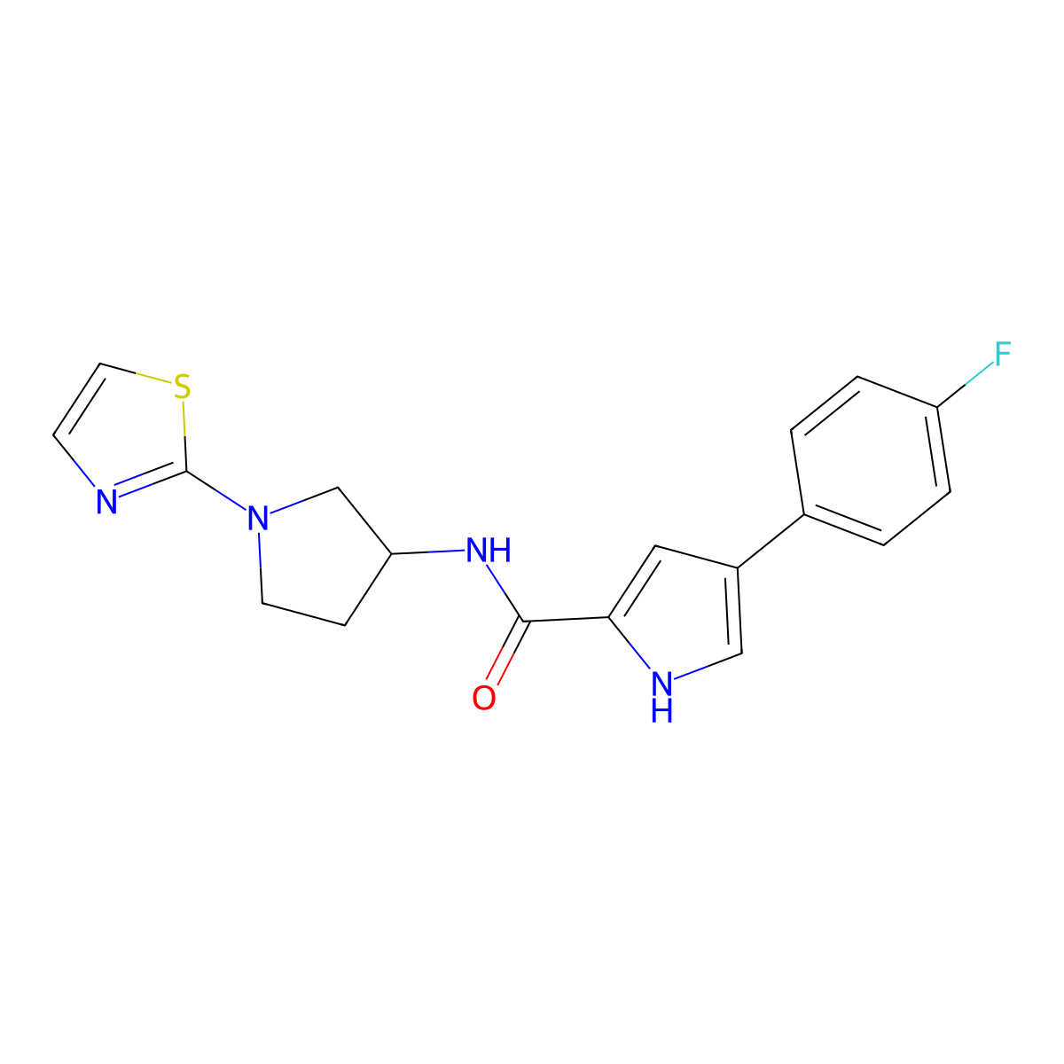 4-(4-fluorophenyl)-N-(1-(thiazol-2-yl)pyrrolidin-3-yl)-1H-pyrrole-2-carboxamide molecular structure, CAS 1788677-27-9