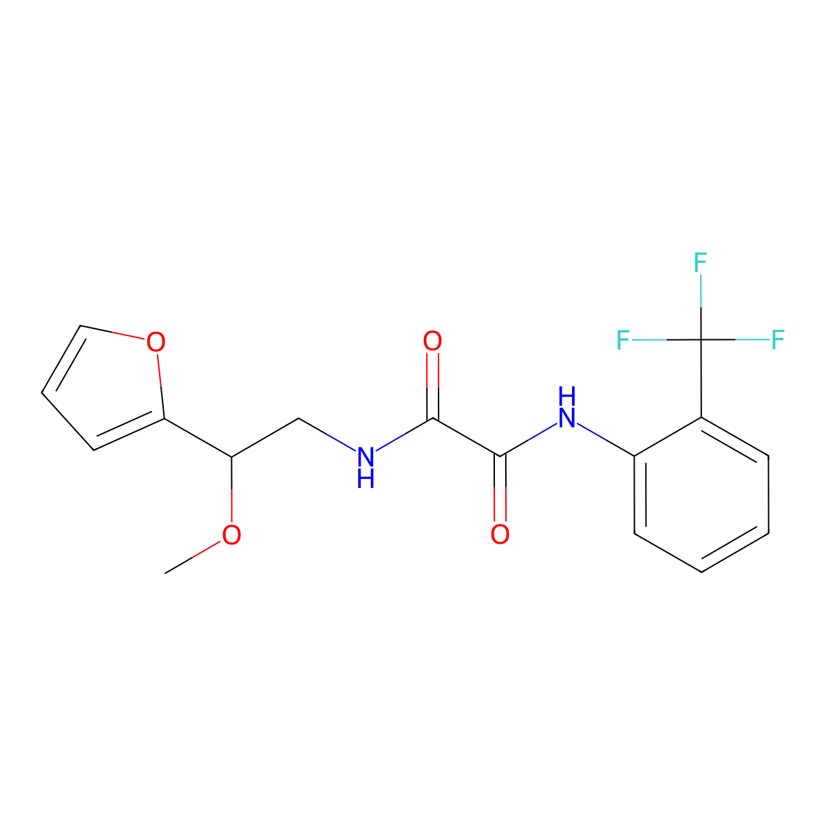 N1-(2-(furan-2-yl)-2-methoxyethyl)-N2-(2-(trifluoromethyl)phenyl)oxalamide molecular structure, CAS 1788677-30-4