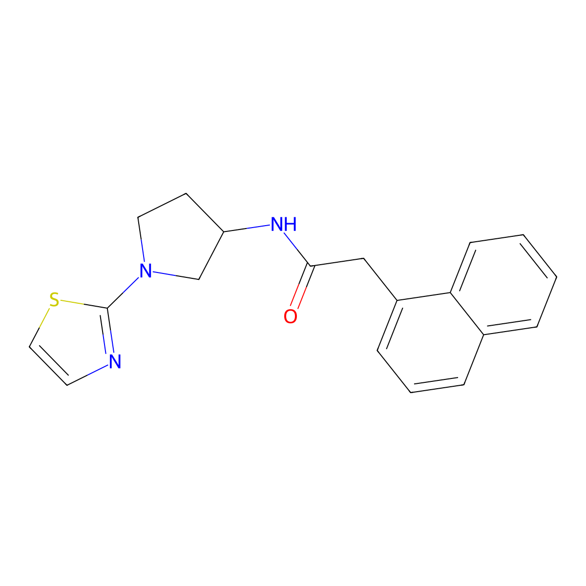 2-(naphthalen-1-yl)-N-(1-(thiazol-2-yl)pyrrolidin-3-yl)acetamide molecular structure, CAS 1788677-31-5