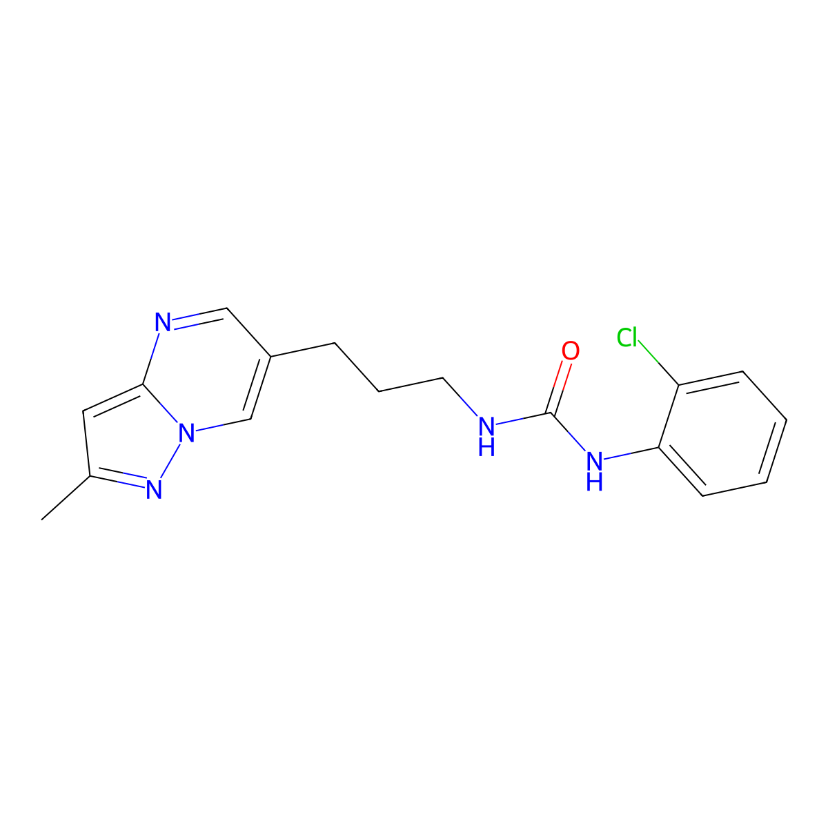1-(2-Chlorophenyl)-3-(3-{2-methylpyrazolo[1,5-a]pyrimidin-6-yl}propyl)urea molecular structure, CAS 1788677-33-7