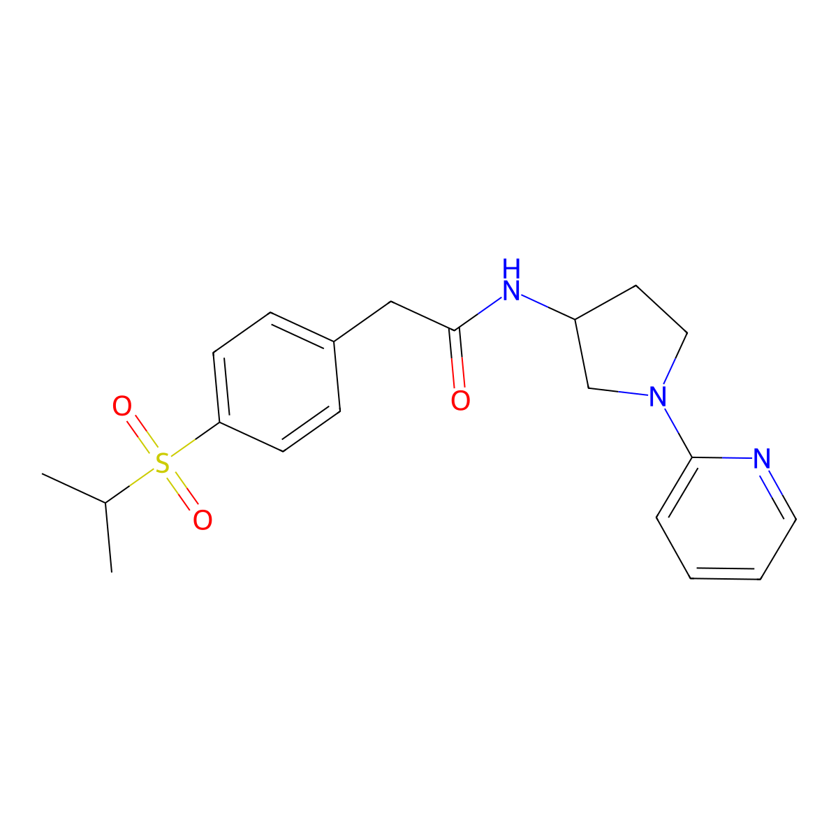 2-(4-(isopropylsulfonyl)phenyl)-N-(1-(pyridin-2-yl)pyrrolidin-3-yl)acetamide molecular structure, CAS 1788677-39-3