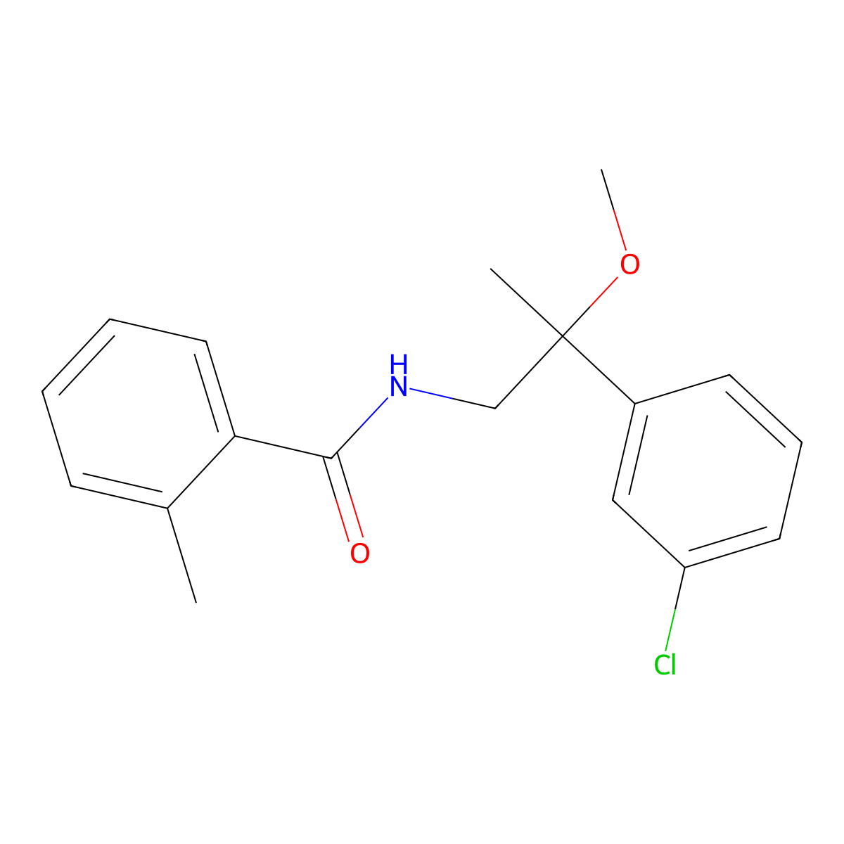 N-[2-(3-chlorophenyl)-2-methoxypropyl]-2-methylbenzamide molecular structure, CAS 1788677-41-7