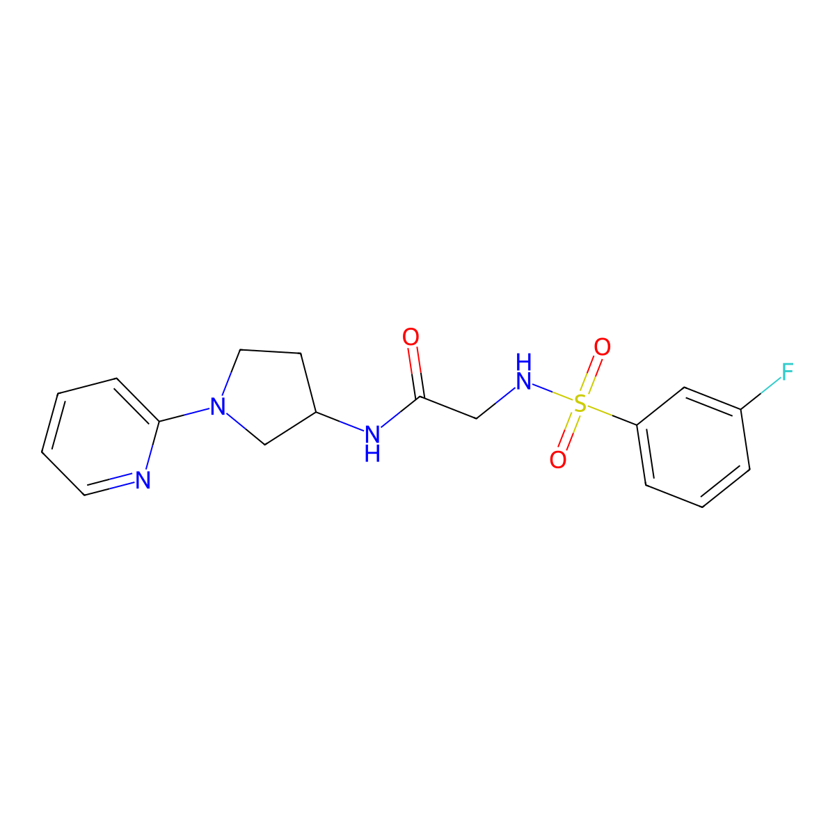 2-(3-fluorobenzenesulfonamido)-N-[1-(pyridin-2-yl)pyrrolidin-3-yl]acetamide molecular structure, CAS 1788677-42-8