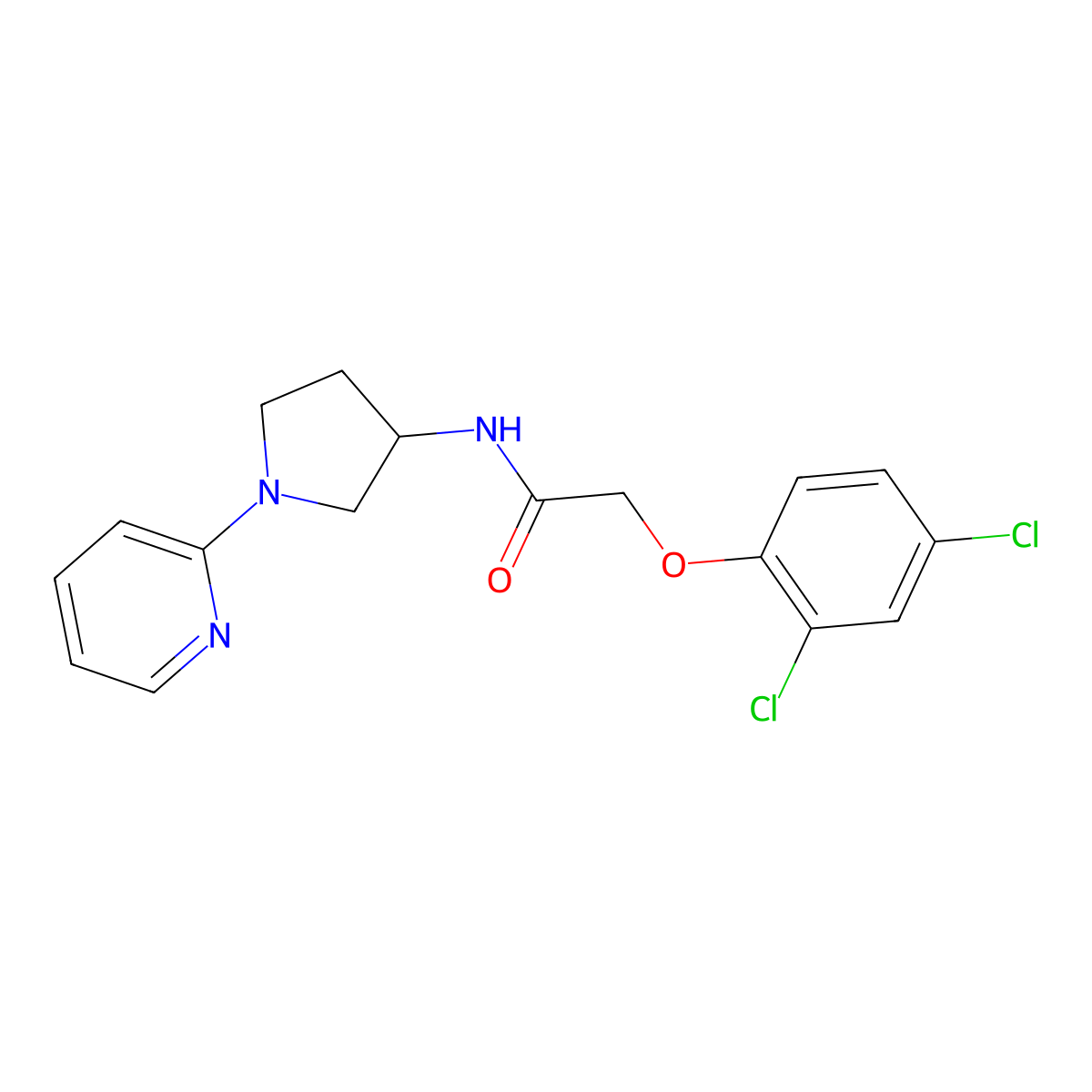 2-(2,4-dichlorophenoxy)-N-(1-(pyridin-2-yl)pyrrolidin-3-yl)acetamide molecular structure, CAS 1788677-45-1