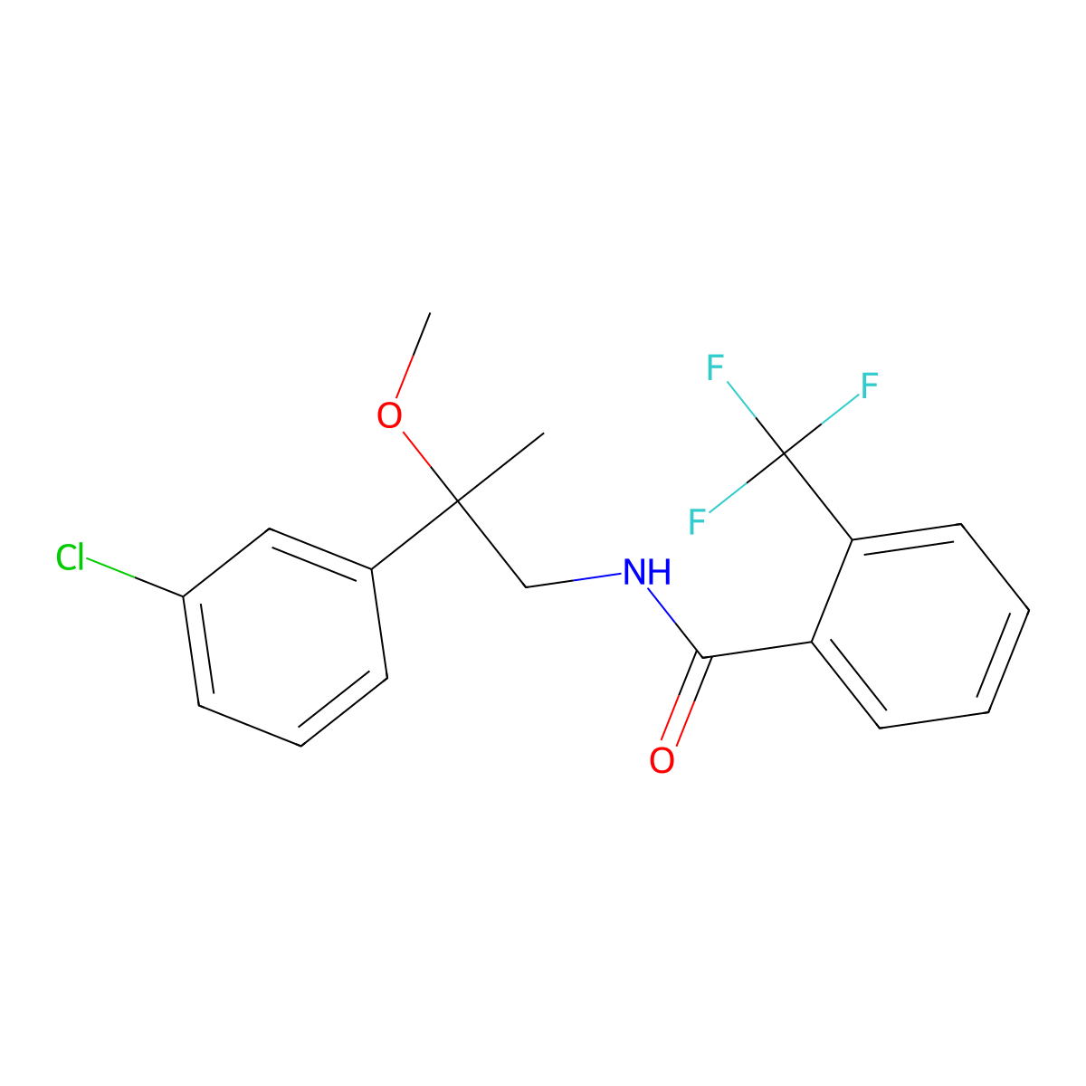 N-[2-(3-chlorophenyl)-2-methoxypropyl]-2-(trifluoromethyl)benzamide molecular structure, CAS 1788677-49-5