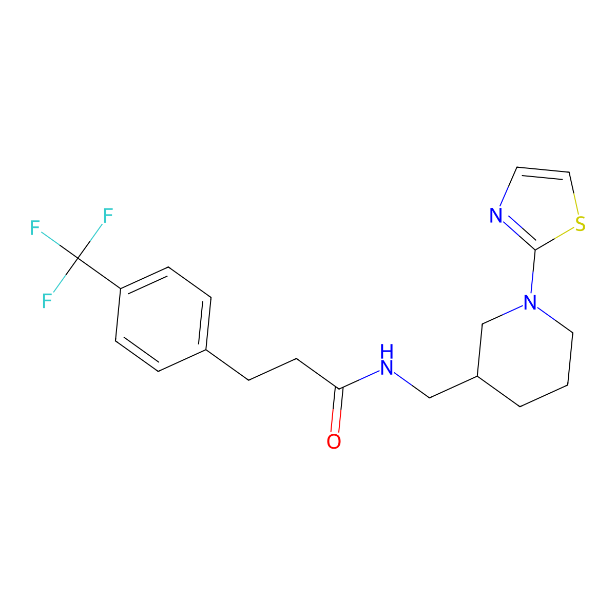 N-((1-(thiazol-2-yl)piperidin-3-yl)methyl)-3-(4-(trifluoromethyl)phenyl)propanamide molecular structure, CAS 1788677-50-8