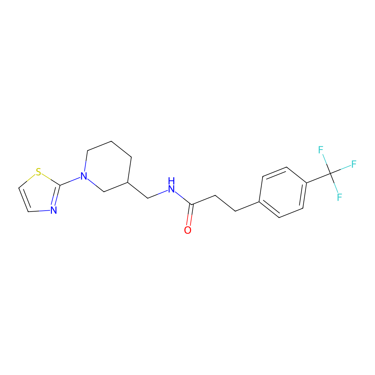 N-((1-(thiazol-2-yl)piperidin-3-yl)methyl)-3-(4-(trifluoromethyl)phenyl)propanamide molecular structure, CAS 1788677-50-8