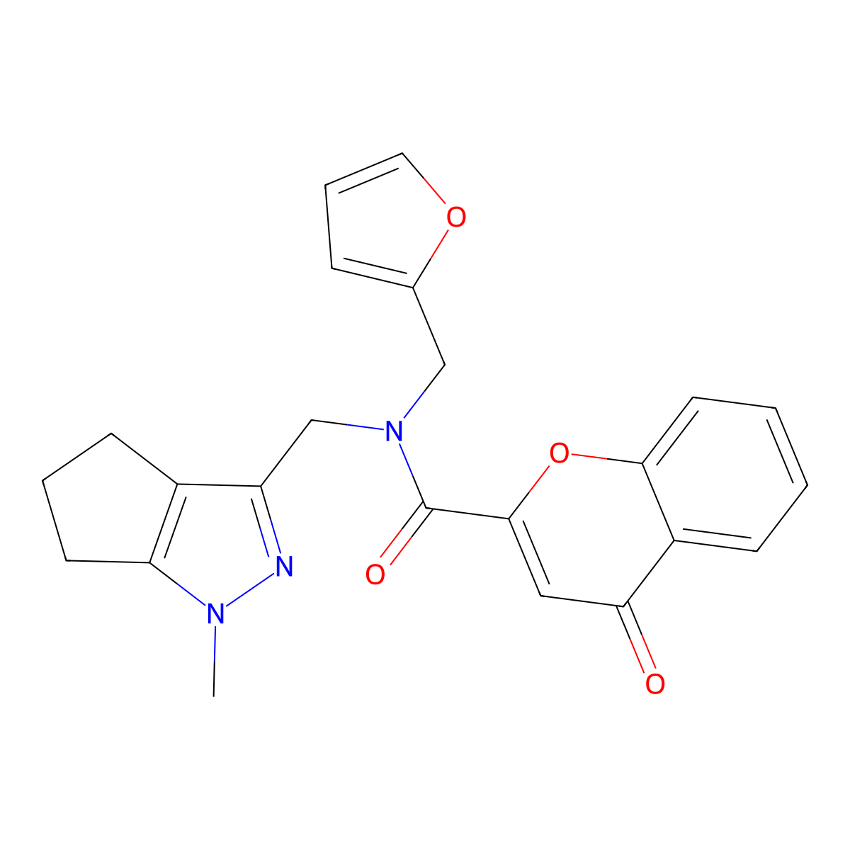 N-(furan-2-ylmethyl)-N-((1-methyl-1,4,5,6-tetrahydrocyclopenta[c]pyrazol-3-yl)methyl)-4-oxo-4H-chromene-2-carboxamide molecular structure, CAS 1788677-54-2