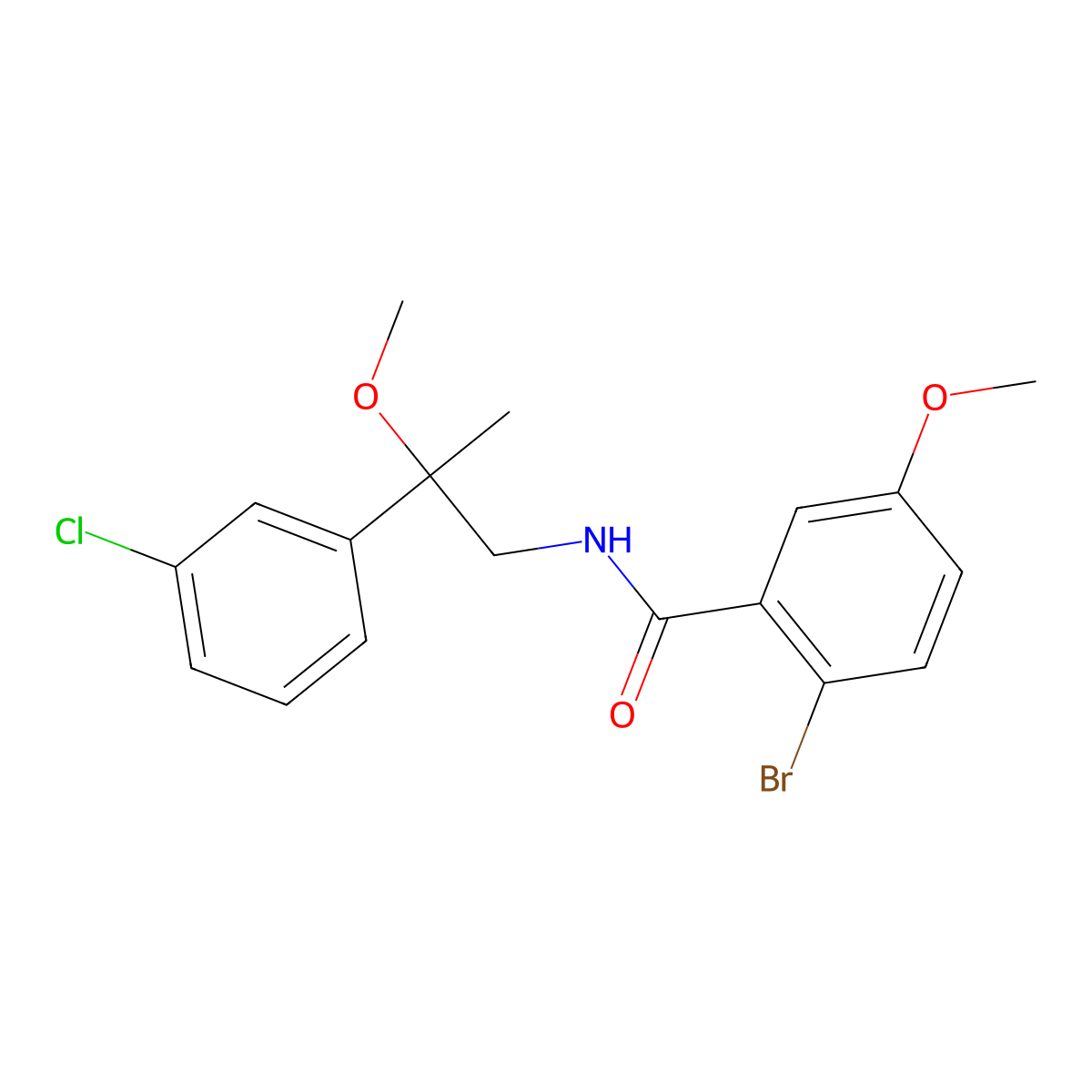 2-bromo-N-[2-(3-chlorophenyl)-2-methoxypropyl]-5-methoxybenzamide molecular structure, CAS 1788677-57-5