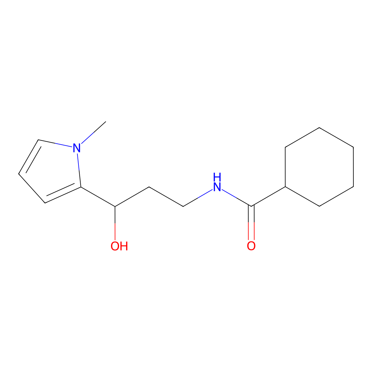 N-(3-hydroxy-3-(1-methyl-1H-pyrrol-2-yl)propyl)cyclohexanecarboxamide molecular structure, CAS 1788677-61-1