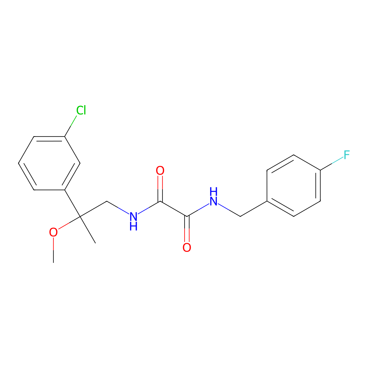 N1-(2-(3-chlorophenyl)-2-methoxypropyl)-N2-(4-fluorobenzyl)oxalamide molecular structure, CAS 1788677-75-7