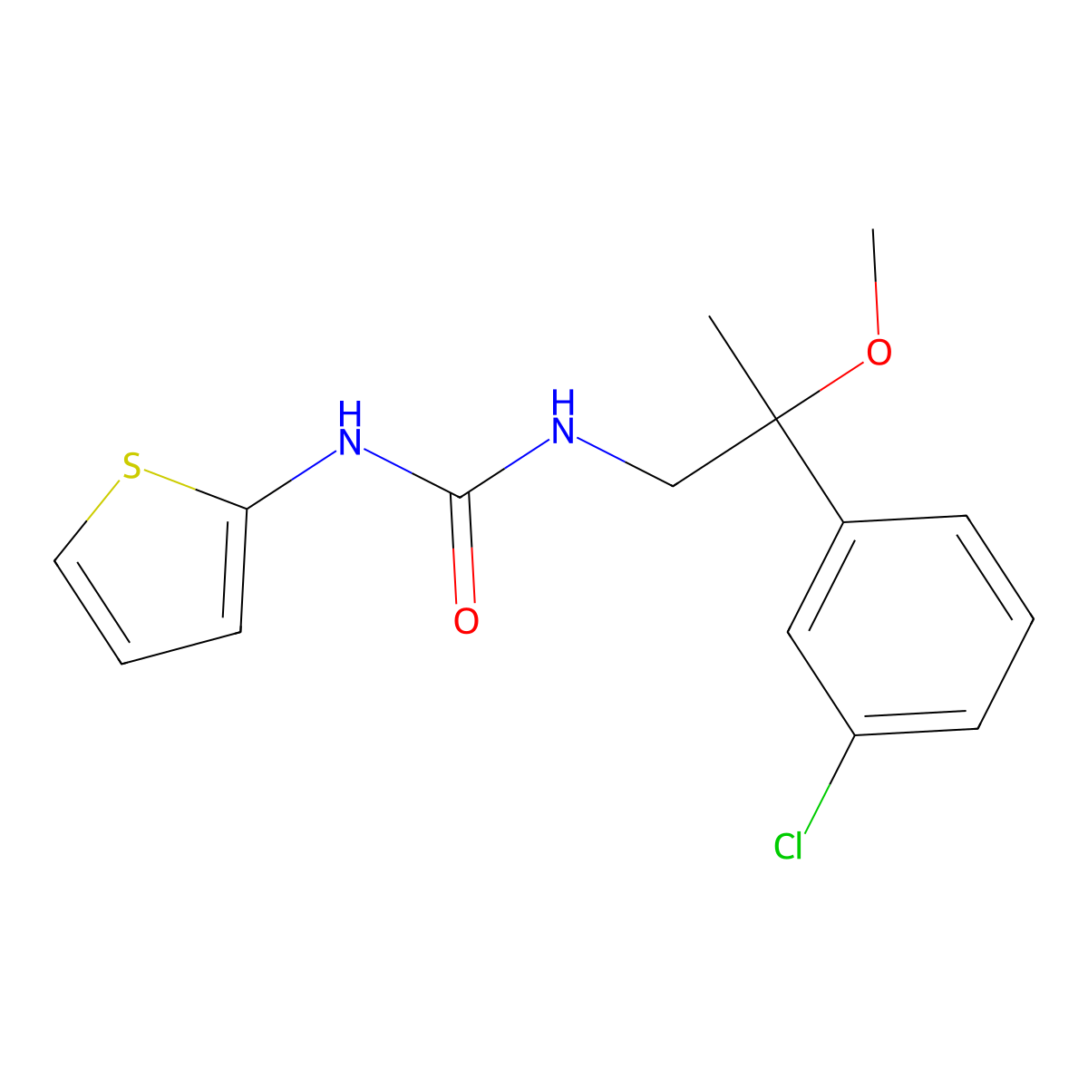 1-[2-(3-Chlorophenyl)-2-methoxypropyl]-3-(thiophen-2-yl)urea molecular structure, CAS 1788677-80-4