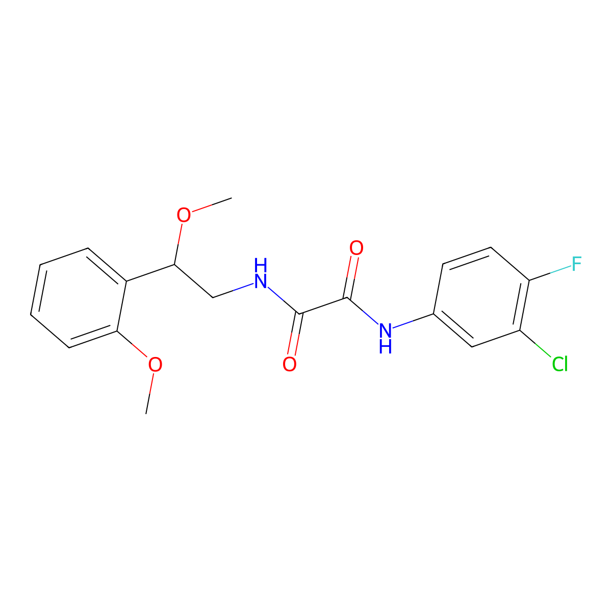 N1-(3-chloro-4-fluorophenyl)-N2-(2-methoxy-2-(2-methoxyphenyl)ethyl)oxalamide molecular structure, CAS 1788677-84-8