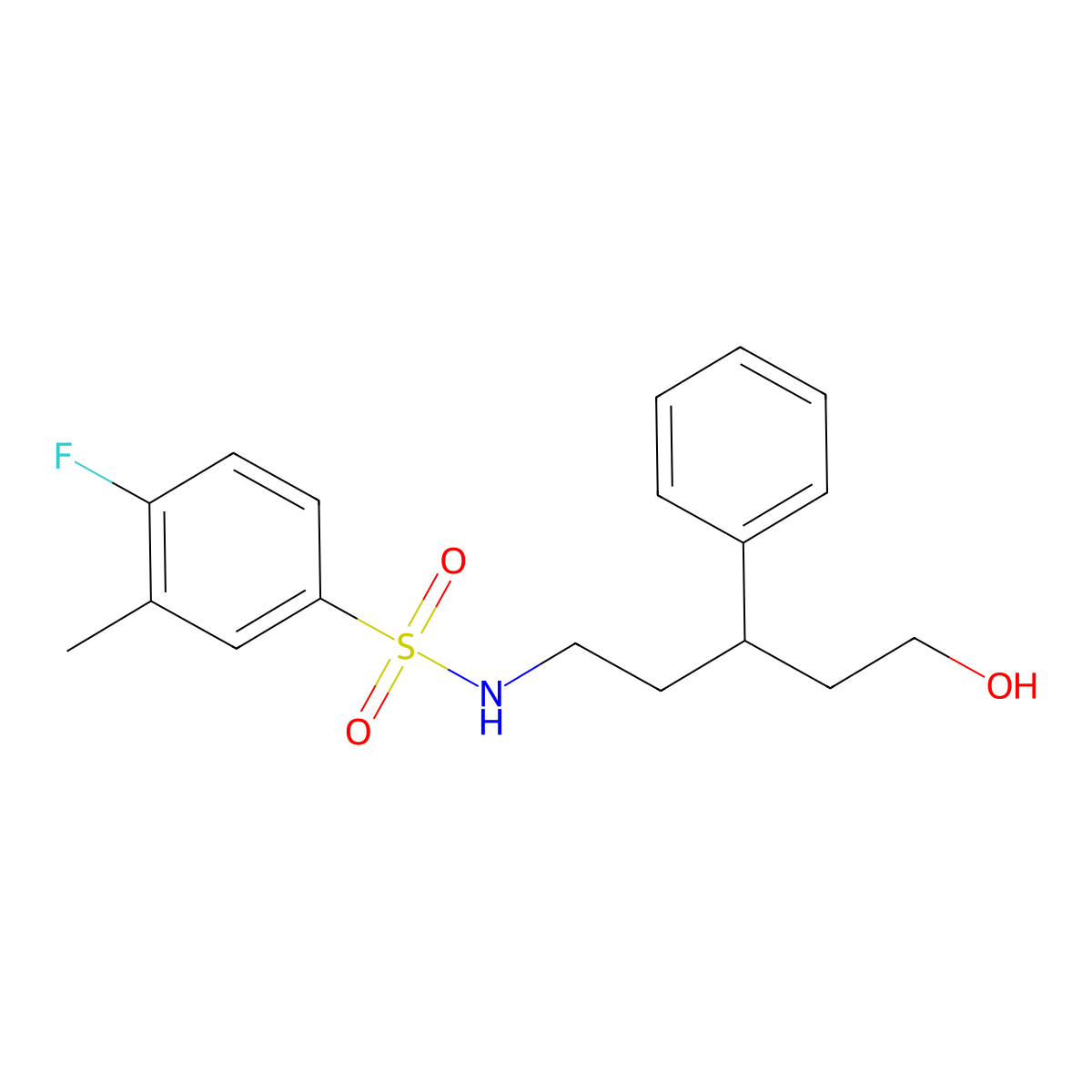 4-fluoro-N-(5-hydroxy-3-phenylpentyl)-3-methylbenzenesulfonamide molecular structure, CAS 1788677-96-2