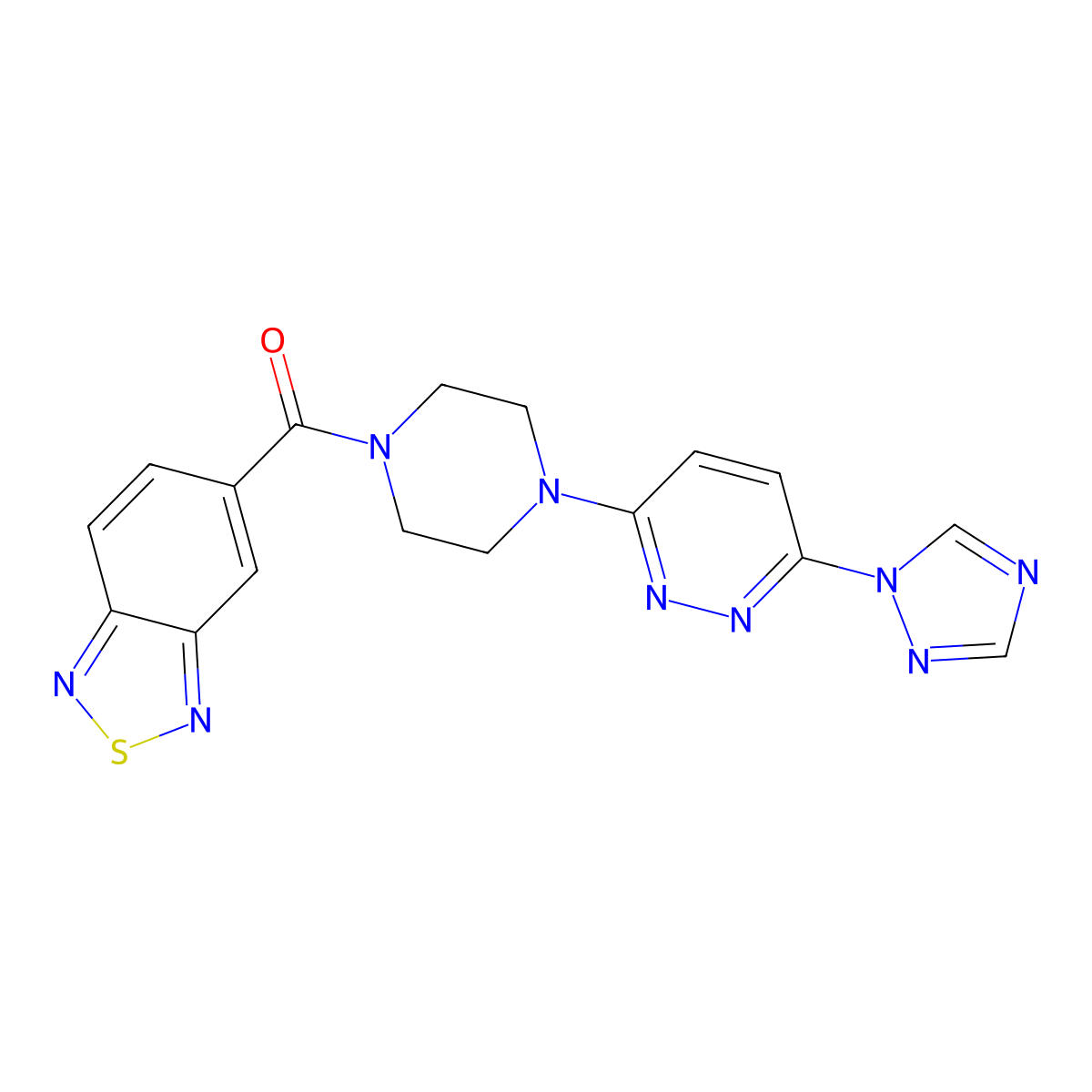 (4-(6-(1H-1,2,4-triazol-1-yl)pyridazin-3-yl)piperazin-1-yl)(benzo[c][1,2,5]thiadiazol-5-yl)methanone molecular structure, CAS 1788677-98-4