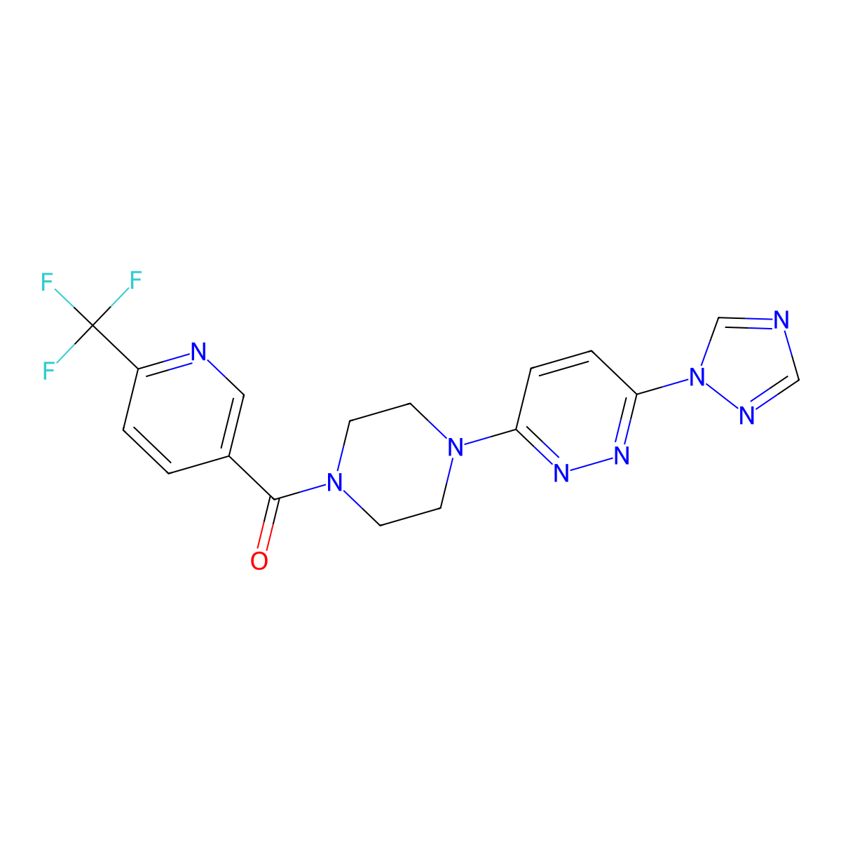 (4-(6-(1H-1,2,4-triazol-1-yl)pyridazin-3-yl)piperazin-1-yl)(6-(trifluoromethyl)pyridin-3-yl)methanone molecular structure, CAS 1788678-01-2