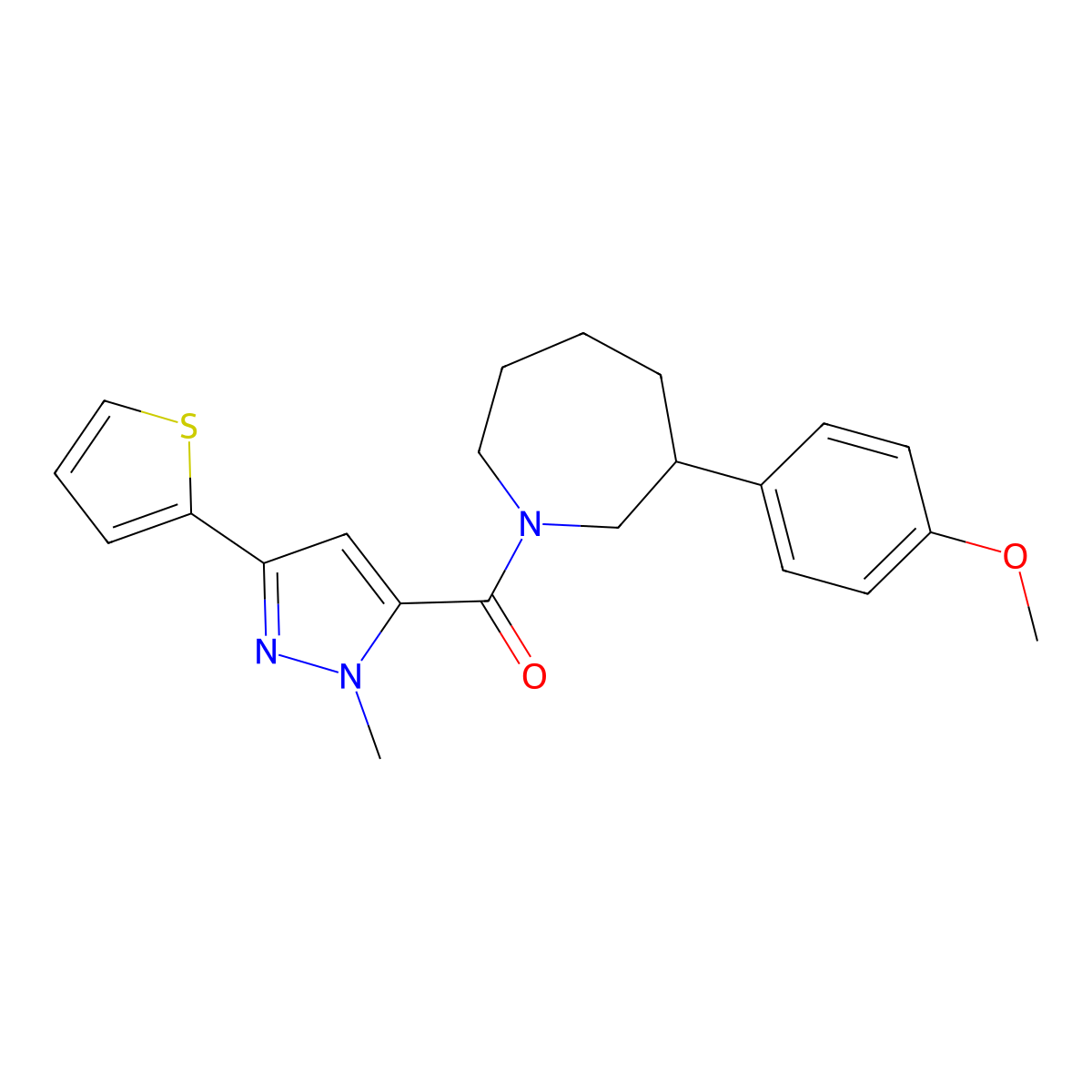 (3-(4-methoxyphenyl)azepan-1-yl)(1-methyl-3-(thiophen-2-yl)-1H-pyrazol-5-yl)methanone molecular structure, CAS 1788678-07-8