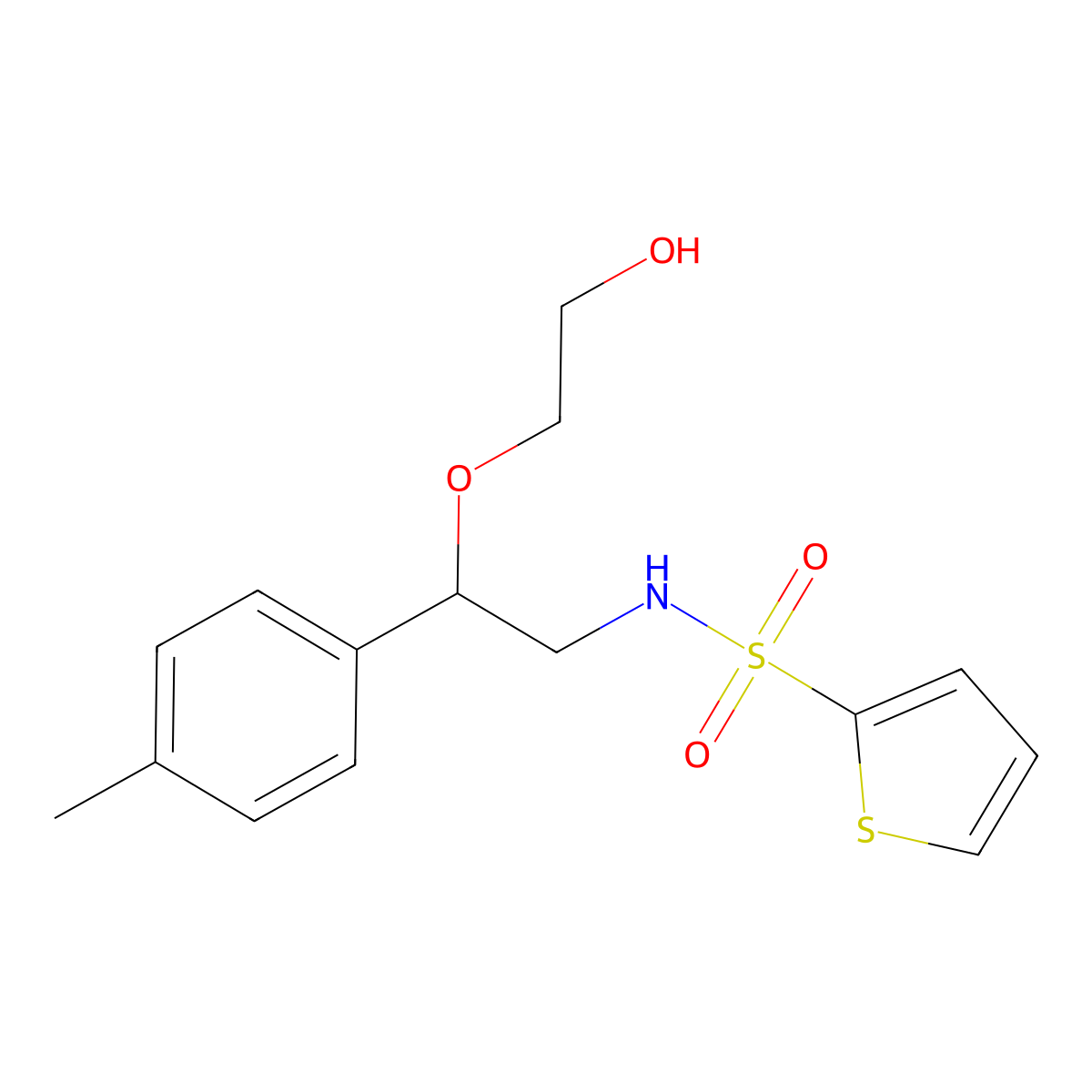 N-(2-(2-hydroxyethoxy)-2-(p-tolyl)ethyl)thiophene-2-sulfonamide molecular structure, CAS 1788678-27-2