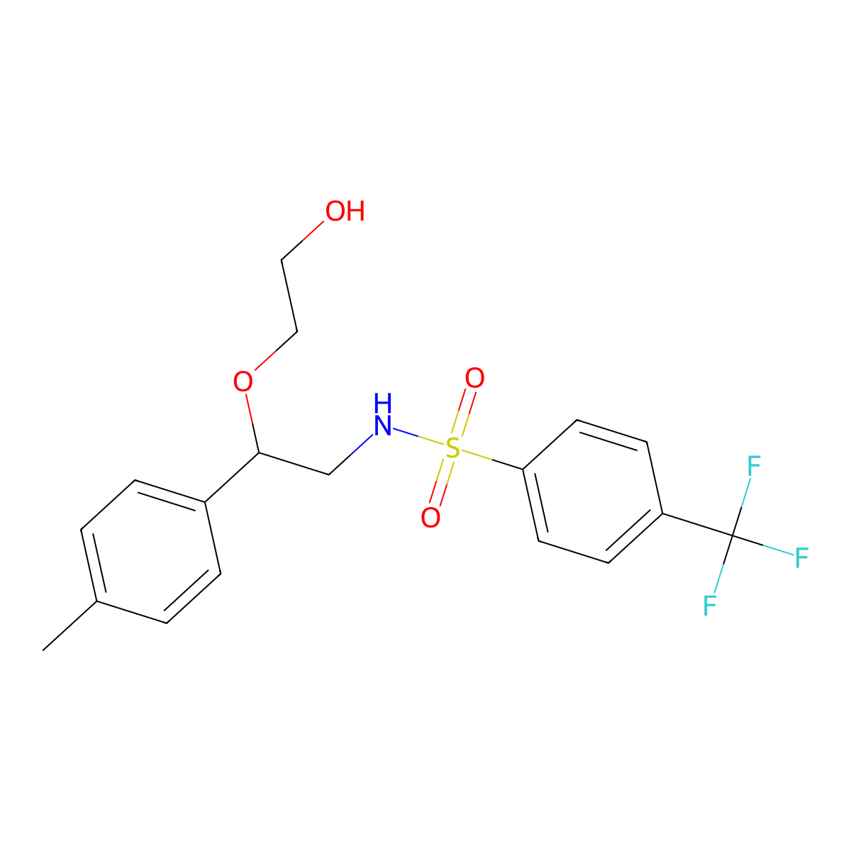 N-(2-(2-hydroxyethoxy)-2-(p-tolyl)ethyl)-4-(trifluoromethyl)benzenesulfonamide molecular structure, CAS 1788678-36-3