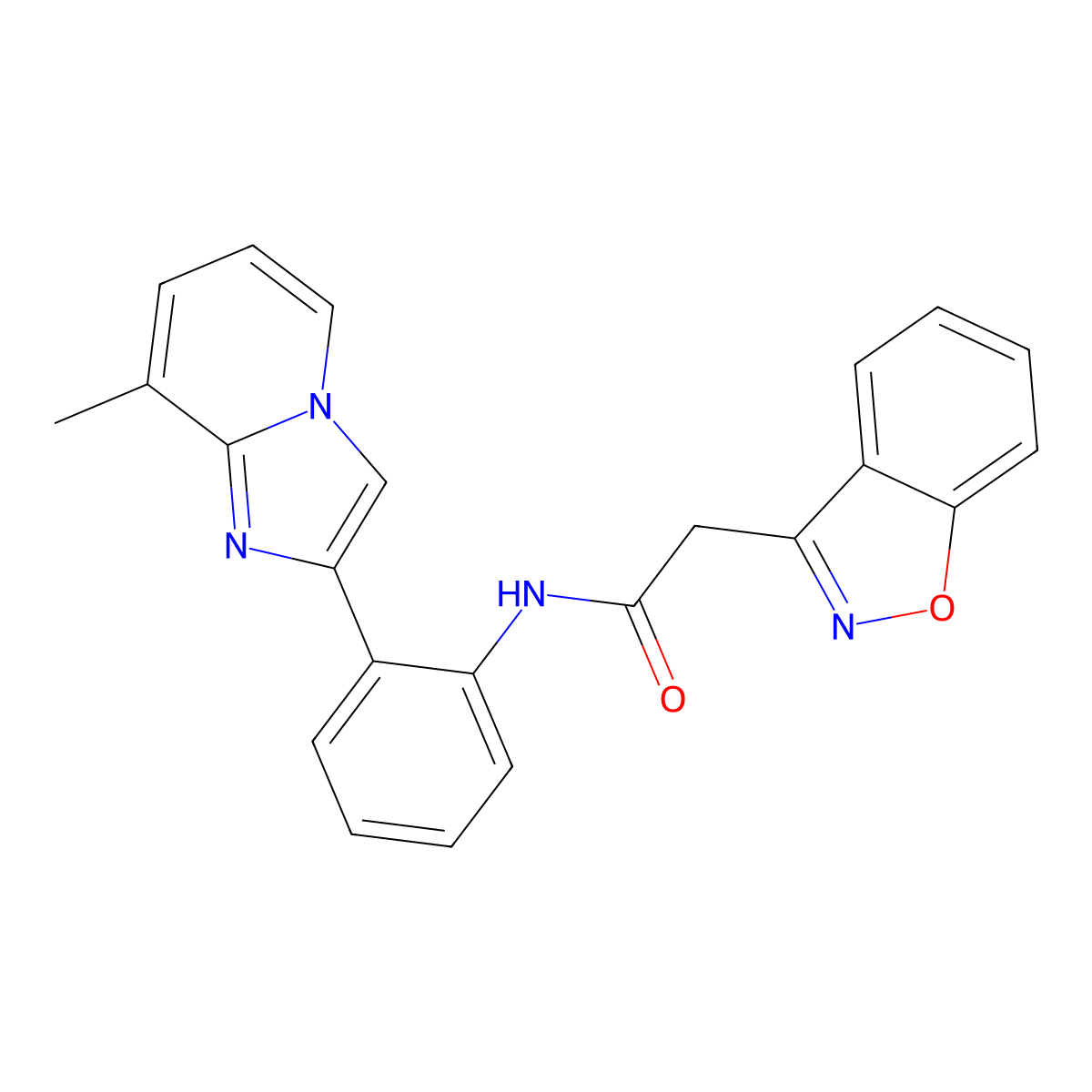 2-(benzo[d]isoxazol-3-yl)-N-(2-(8-methylimidazo[1,2-a]pyridin-2-yl)phenyl)acetamide molecular structure, CAS 1788678-51-2