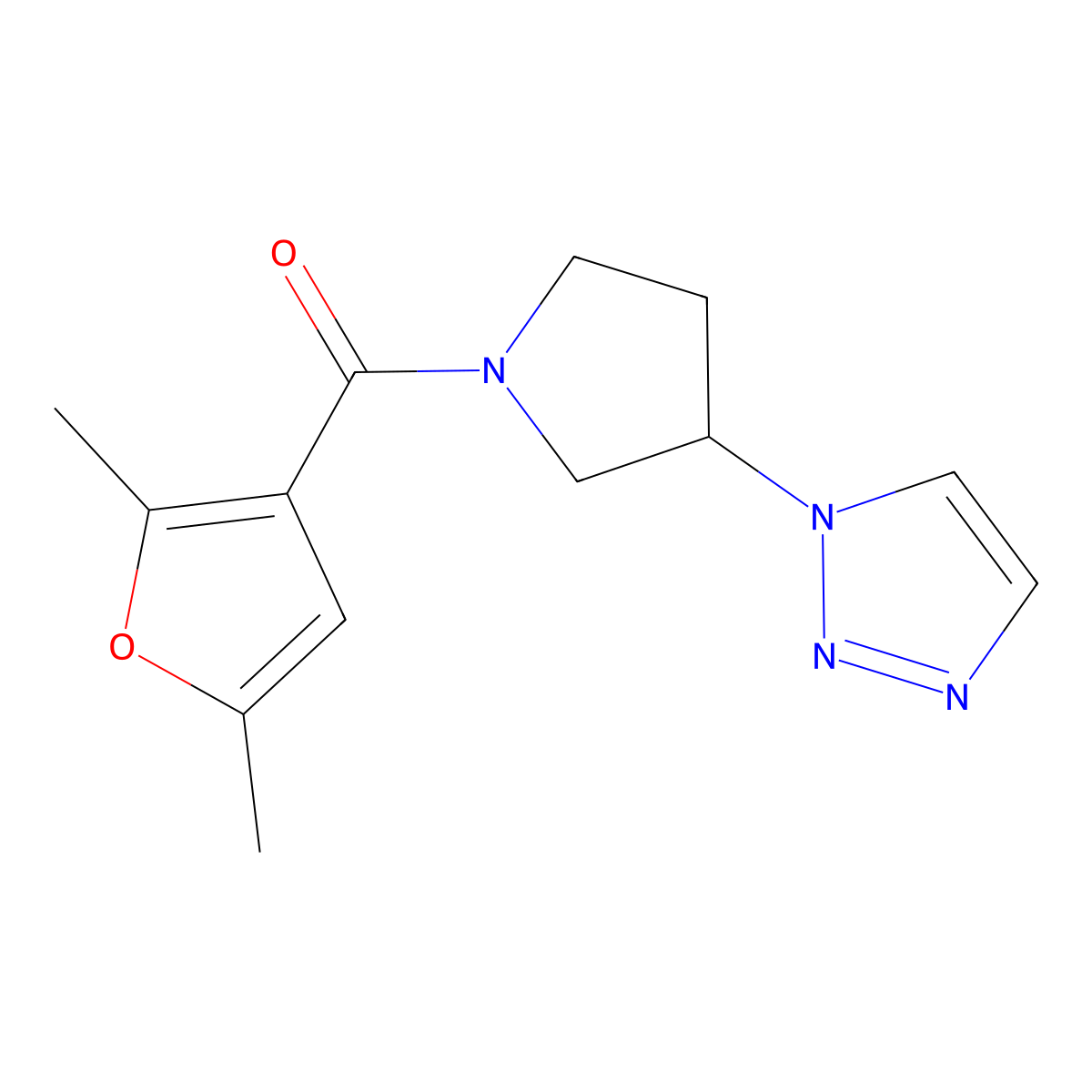 (3-(1H-1,2,3-triazol-1-yl)pyrrolidin-1-yl)(2,5-dimethylfuran-3-yl)methanone molecular structure, CAS 1788678-94-3