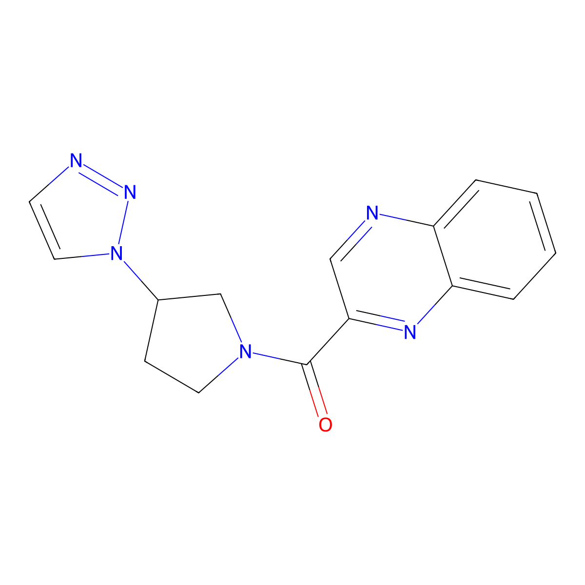 (3-(1H-1,2,3-triazol-1-yl)pyrrolidin-1-yl)(quinoxalin-2-yl)methanone molecular structure, CAS 1788678-99-8
