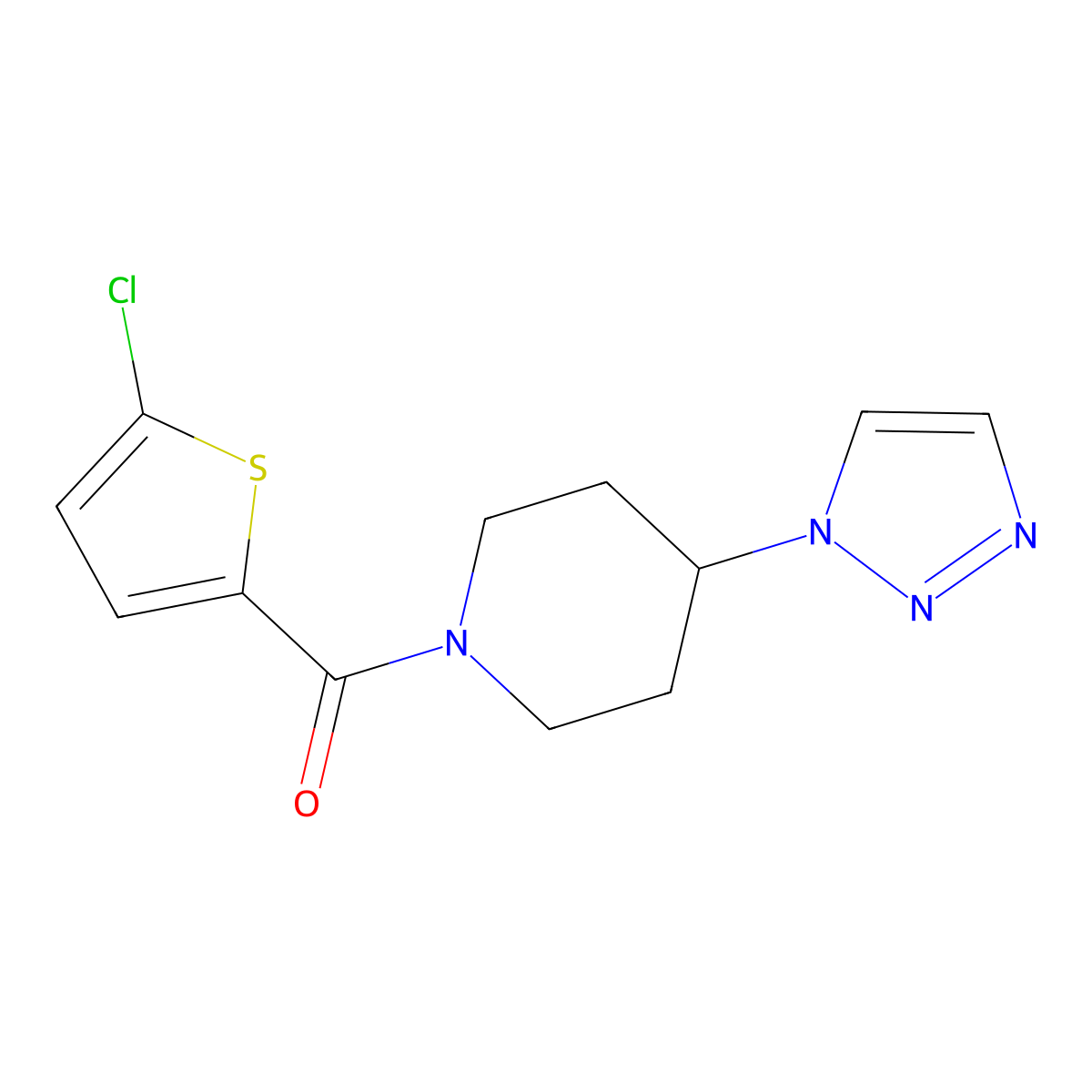 (4-(1H-1,2,3-triazol-1-yl)piperidin-1-yl)(5-chlorothiophen-2-yl)methanone molecular structure, CAS 1788679-23-1