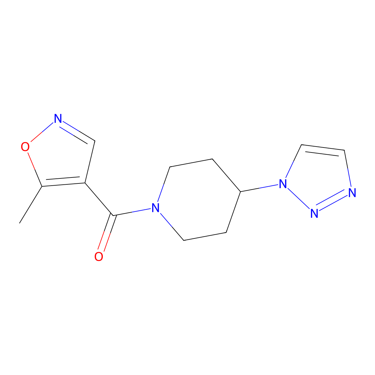 (4-(1H-1,2,3-triazol-1-yl)piperidin-1-yl)(5-methylisoxazol-4-yl)methanone molecular structure, CAS 1788679-34-4