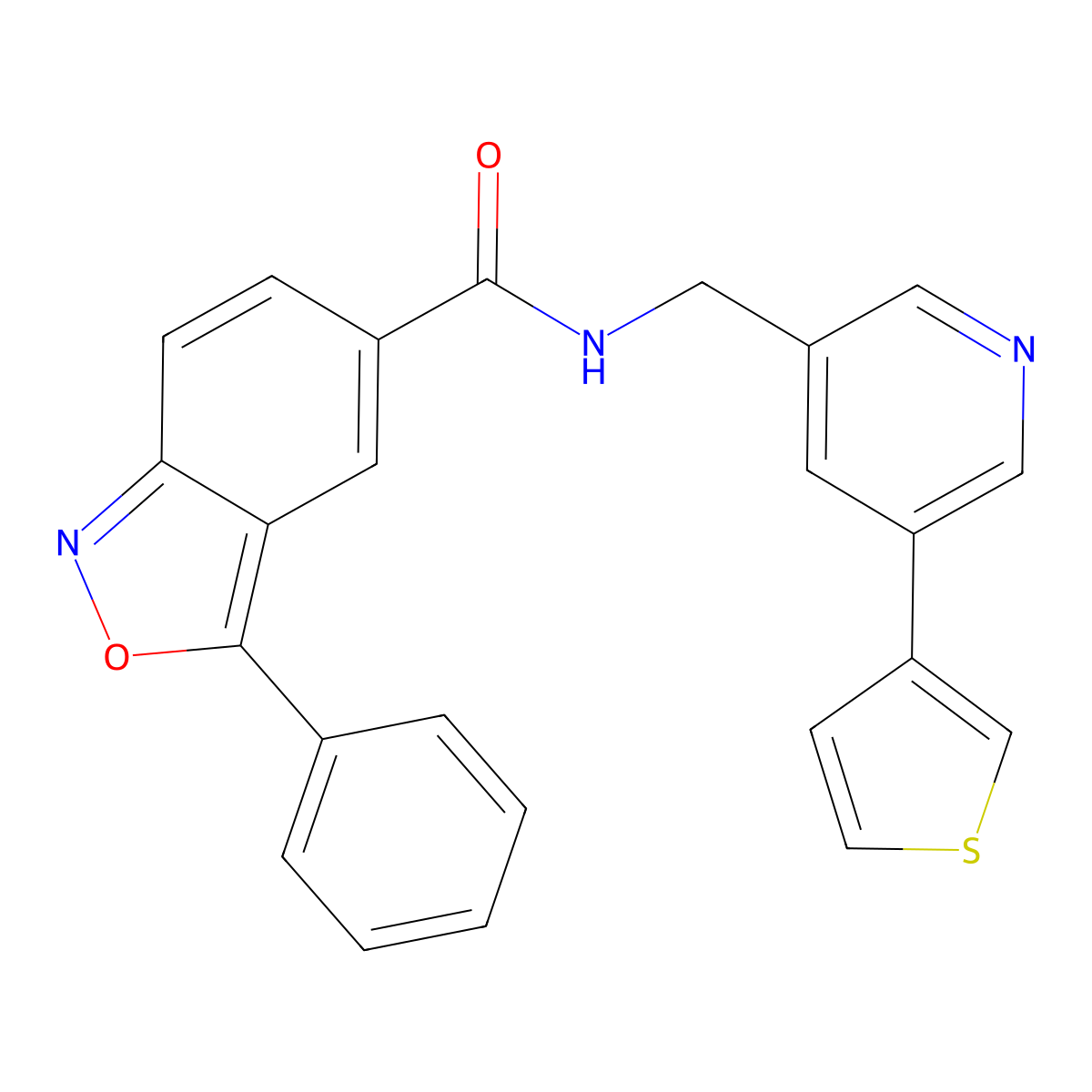 3-phenyl-N-((5-(thiophen-3-yl)pyridin-3-yl)methyl)benzo[c]isoxazole-5-carboxamide molecular structure, CAS 1788679-67-3