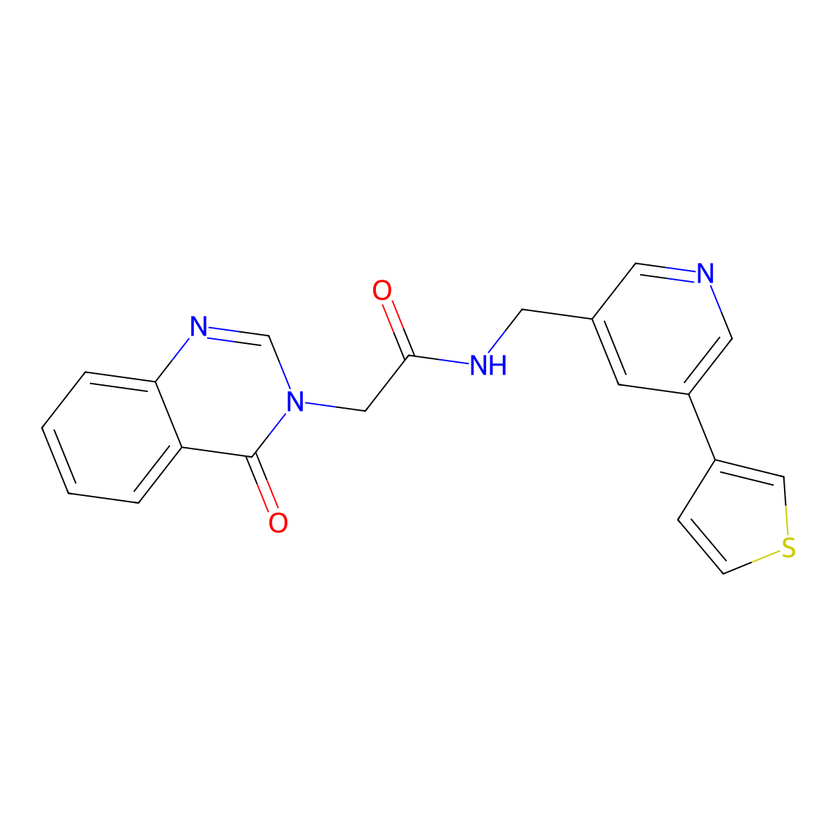 2-(4-oxoquinazolin-3(4H)-yl)-N-((5-(thiophen-3-yl)pyridin-3-yl)methyl)acetamide molecular structure, CAS 1788679-71-9